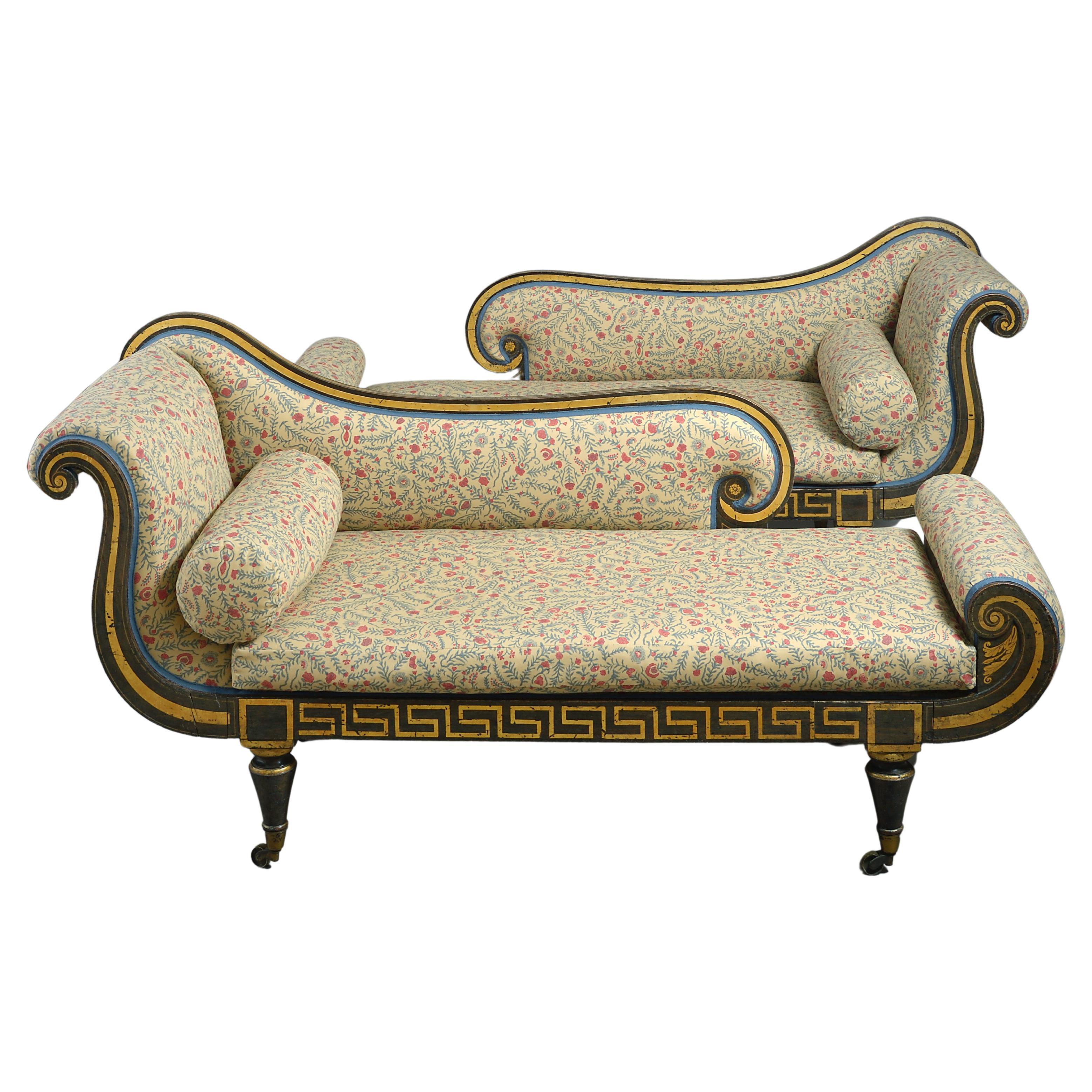 Pair of Regency Chaise Longue For Sale