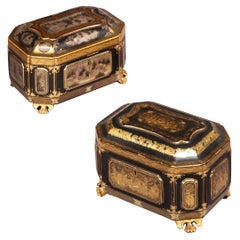 Pair of Regency Chinoiserie Lacquer Tea Caddies, Chinese Export, circa 1820