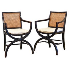 Pair of Regency Curule Style English Armchairs, Manner of Thomas Hope, C. 1820