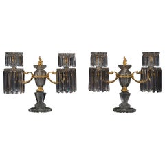 Pair of Regency Cut-Glass Candelabra by John Blades