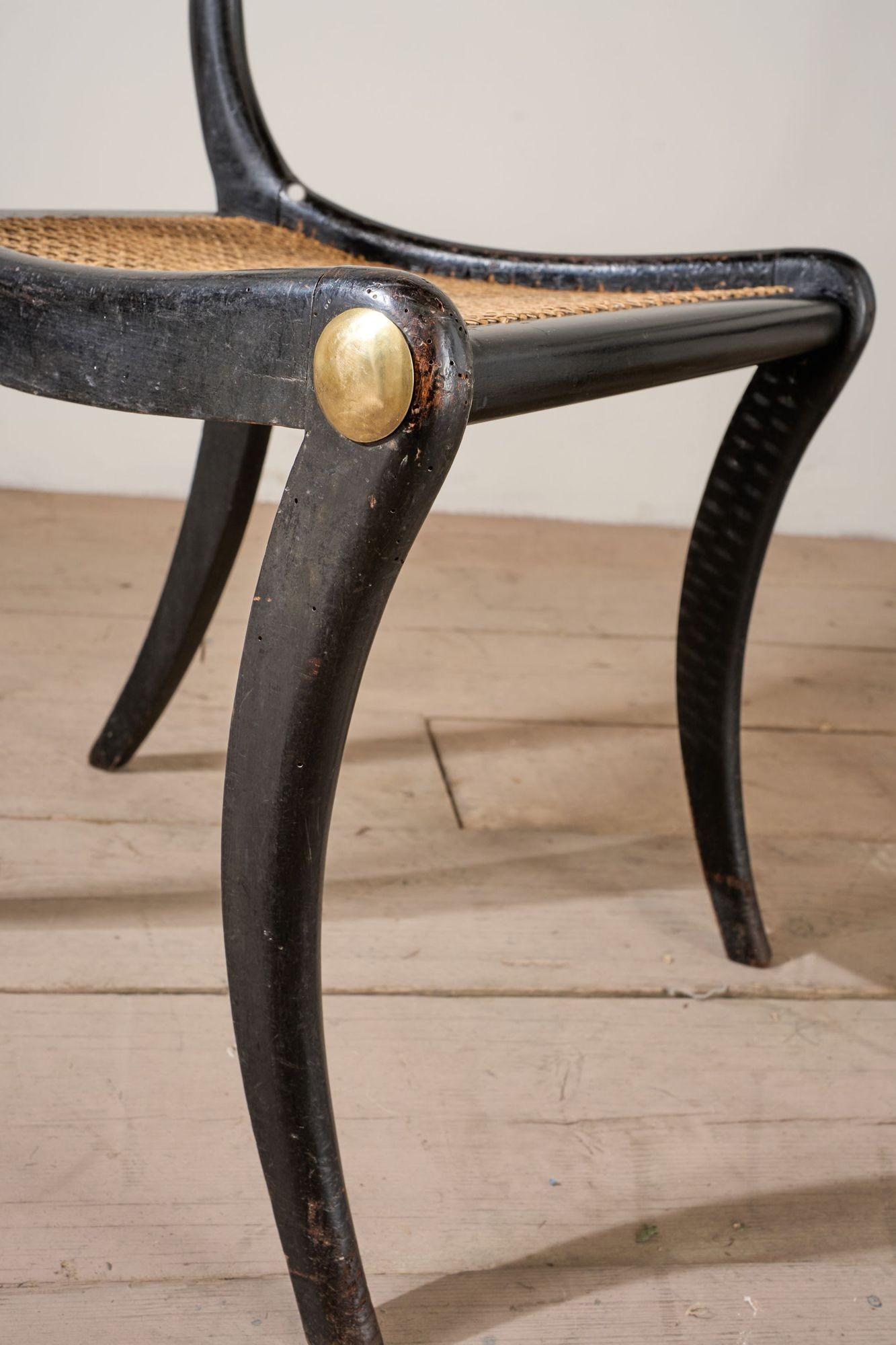 19th Century Pair of Regency Ebonised side chairs For Sale