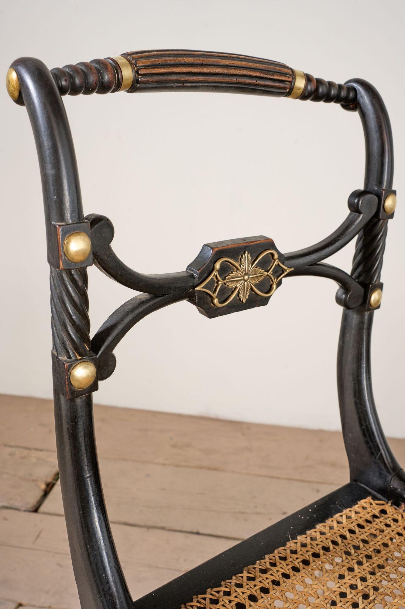 Pair of Regency Ebonised side chairs For Sale 1