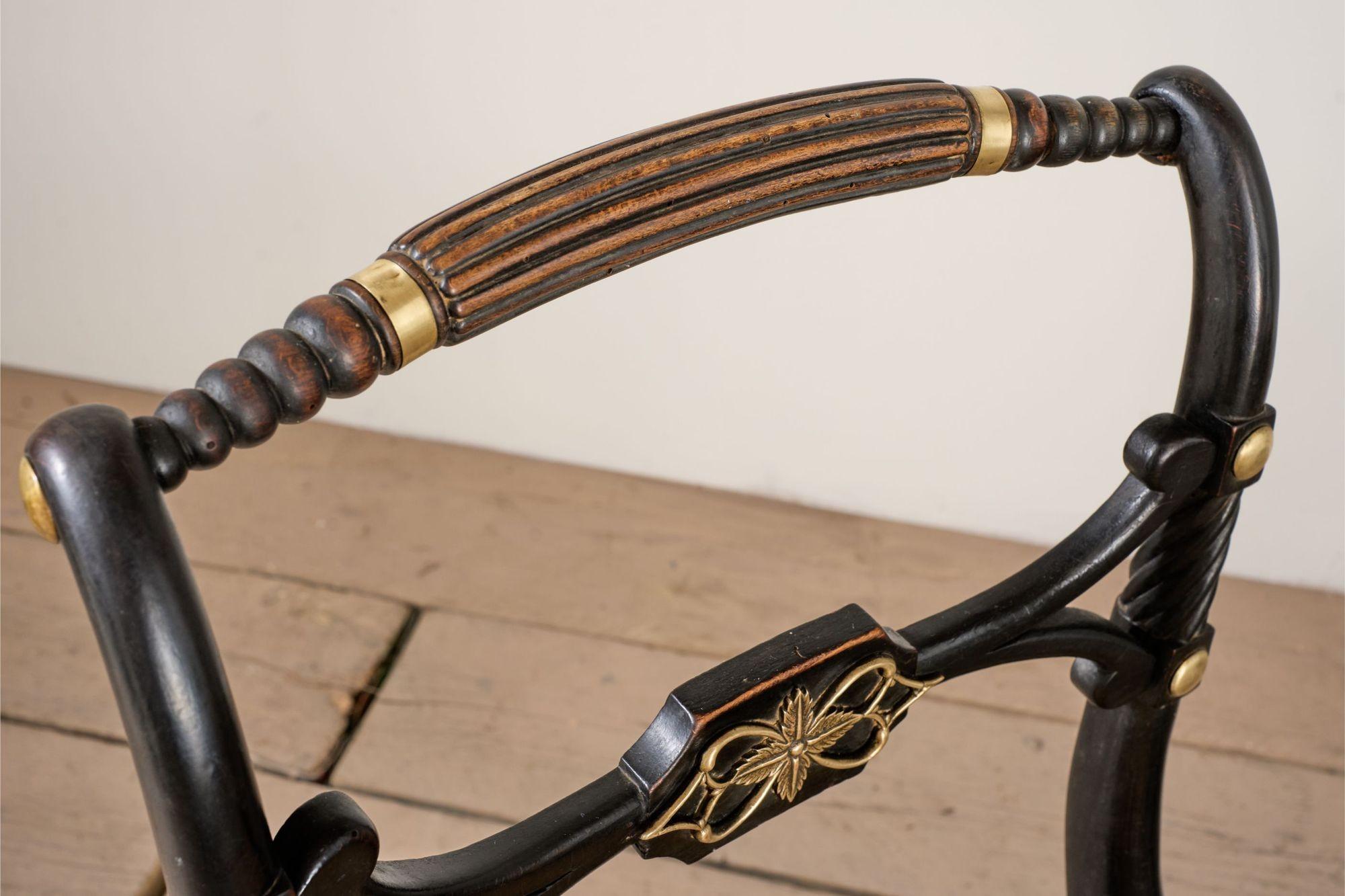 Pair of Regency Ebonised side chairs For Sale 2