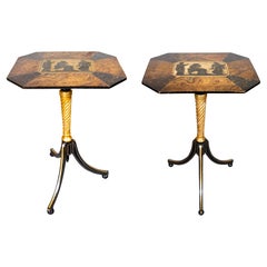 Pair Of Regency Ebonized And Giltwood Candlestands