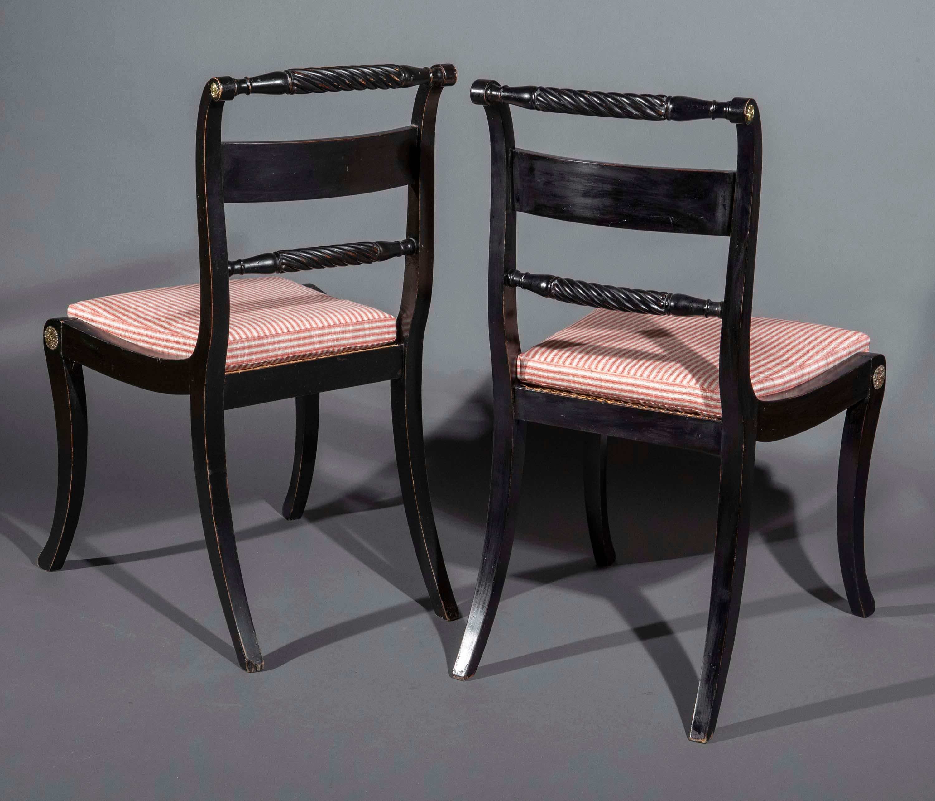 Pair of Regency Ebonized Klismos Chairs 8