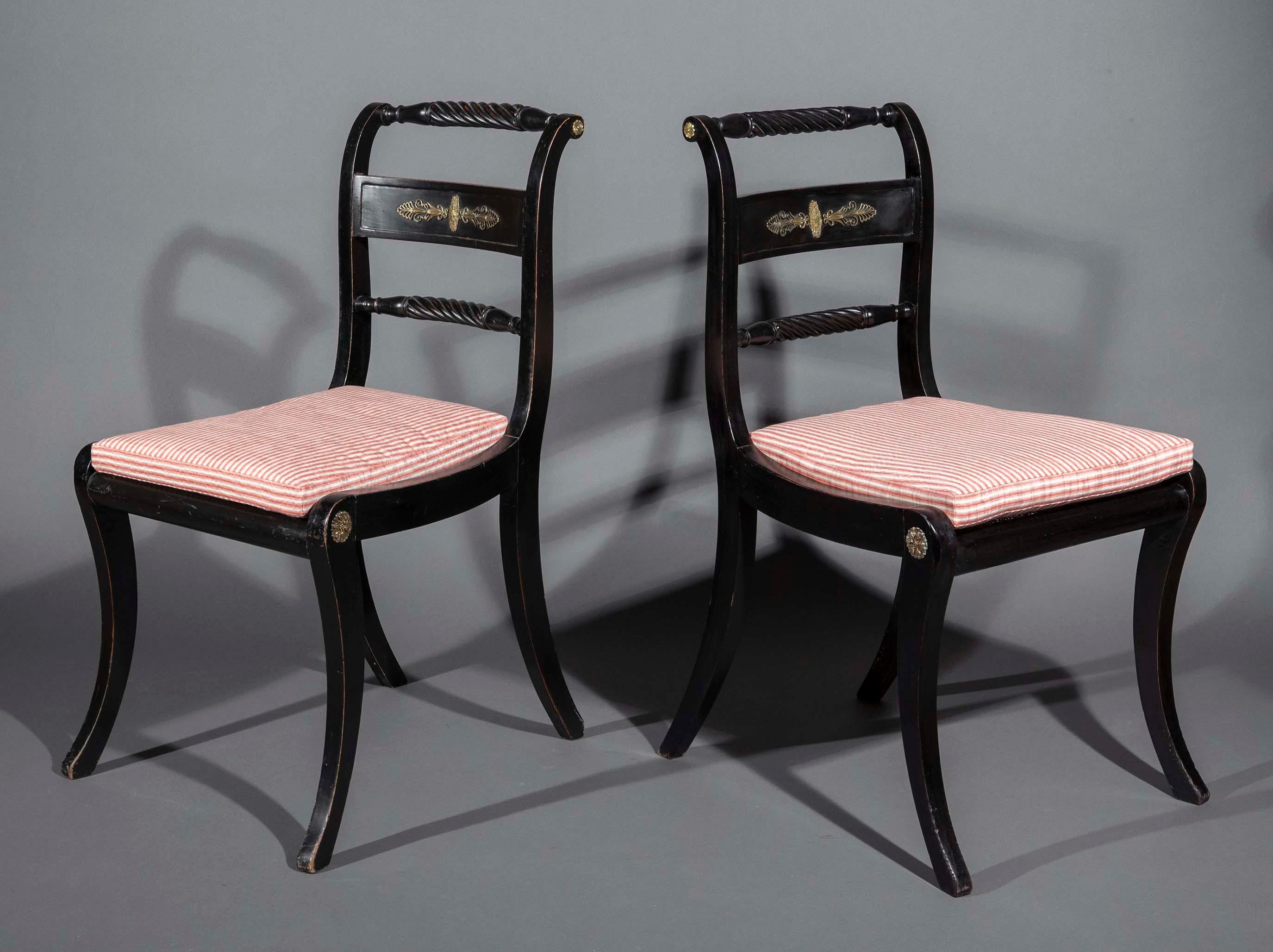 Pair of Regency Ebonized Klismos Chairs 11