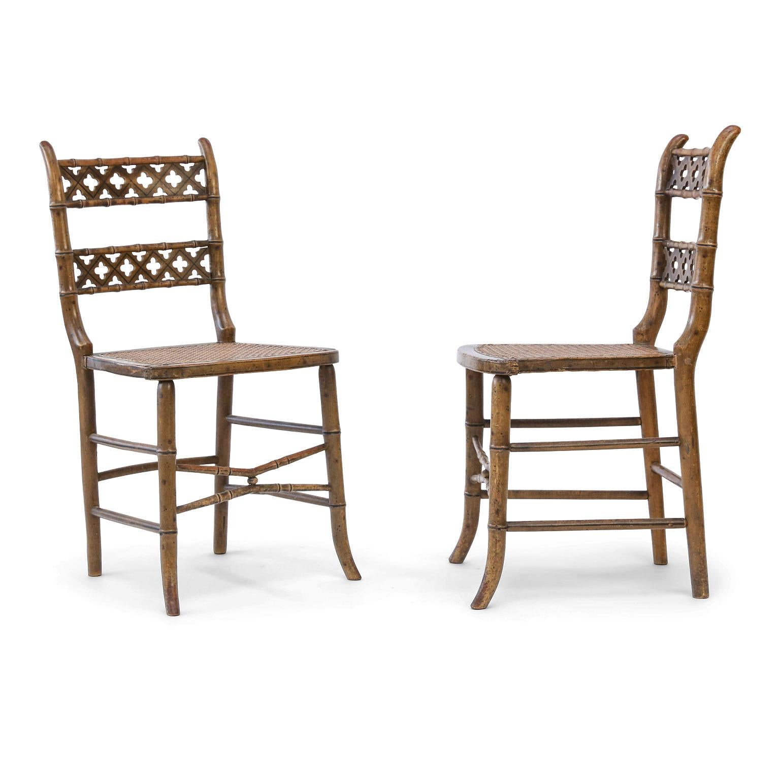 Pair of Regency Faux Bamboo Painted Chairs 2
