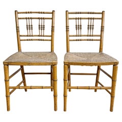 Paar Regency Faux Bamboo Painted Stühle