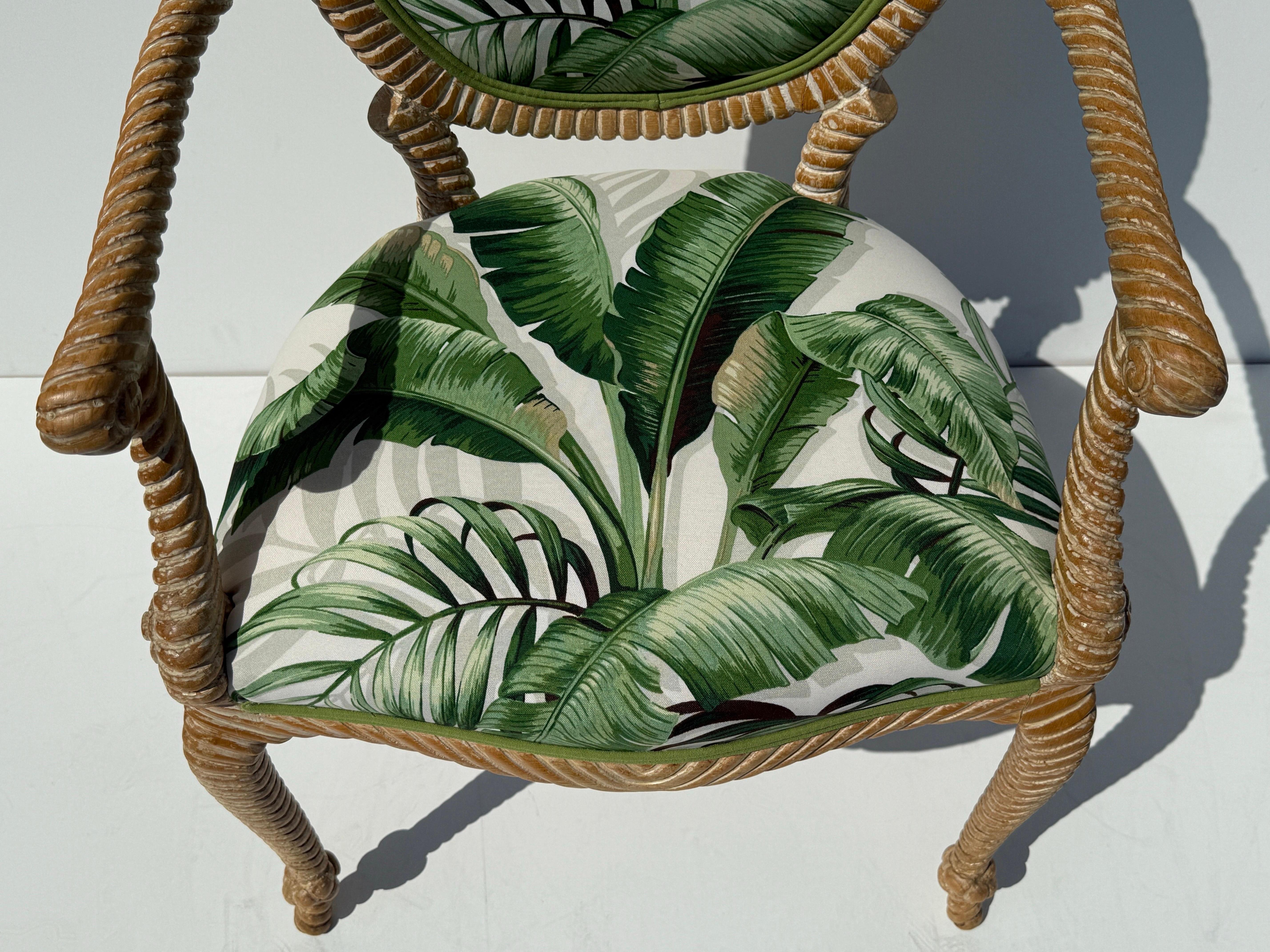 Pair of Regency Faux Bois Carved Rope and Tassel Armchairs For Sale 8