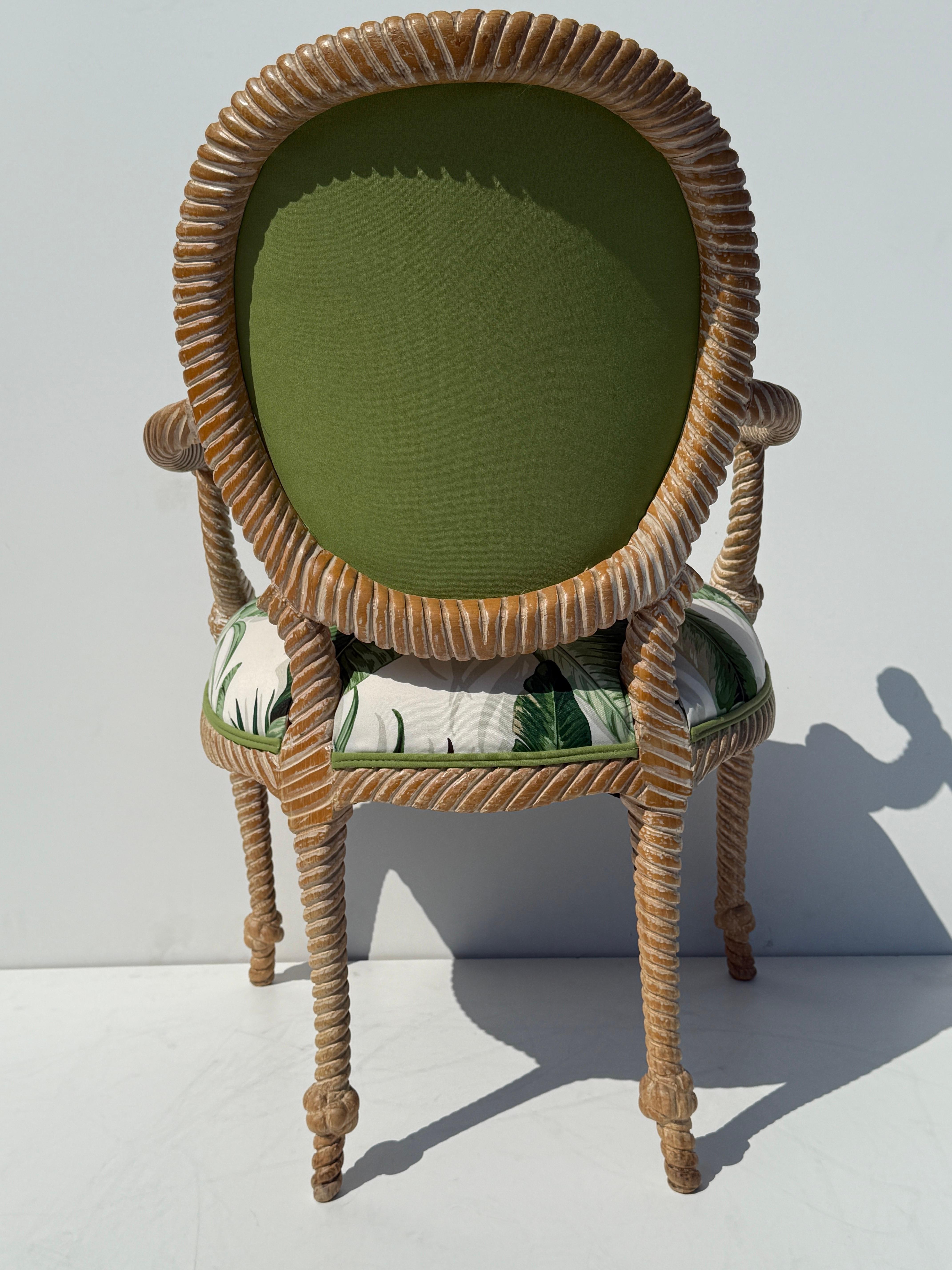 Pair of Regency Faux Bois Carved Rope and Tassel Armchairs For Sale 1