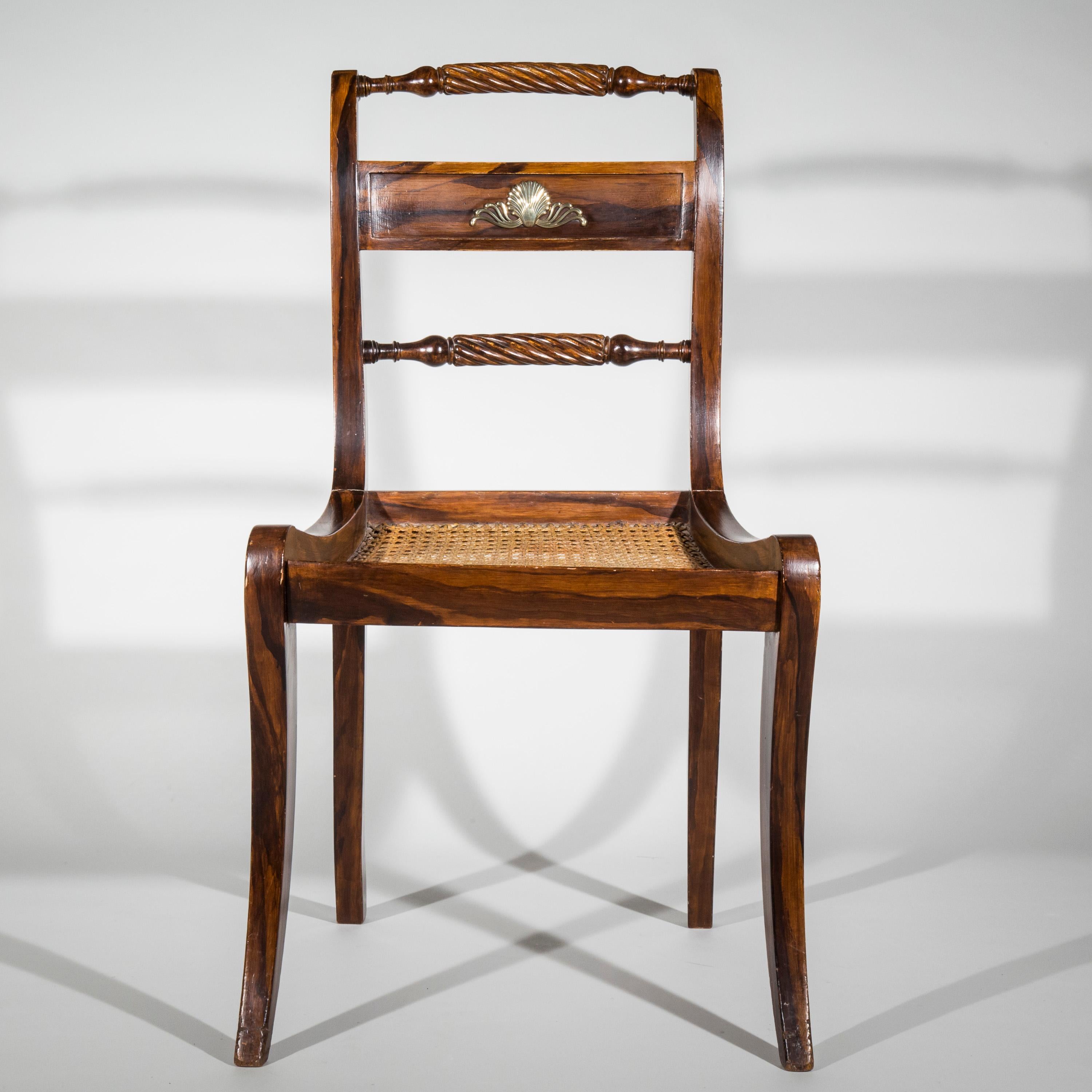 Pair of Regency Faux-Bois Painted Klismos Chairs 3