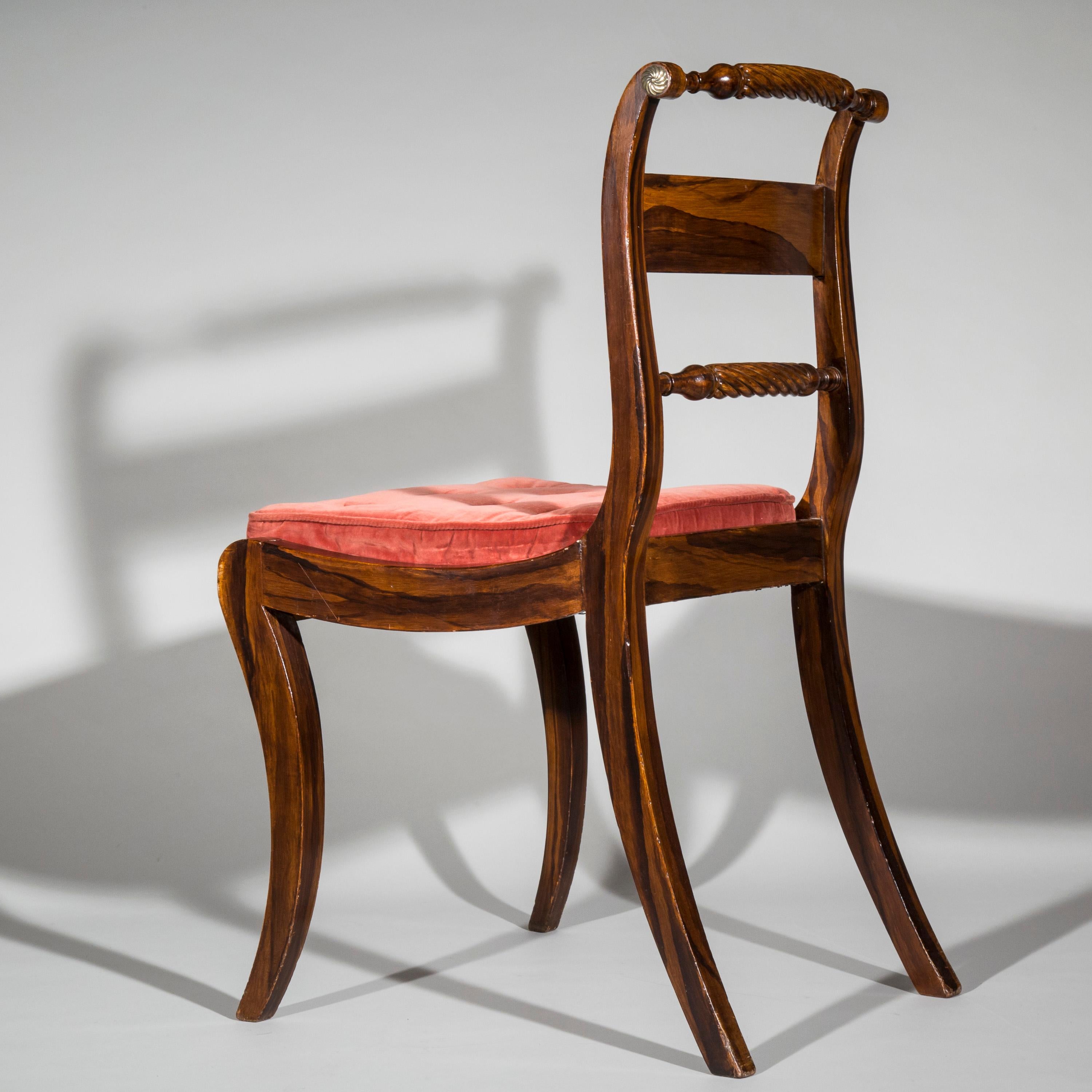 Pair of Regency Faux-Bois Painted Klismos Chairs 4