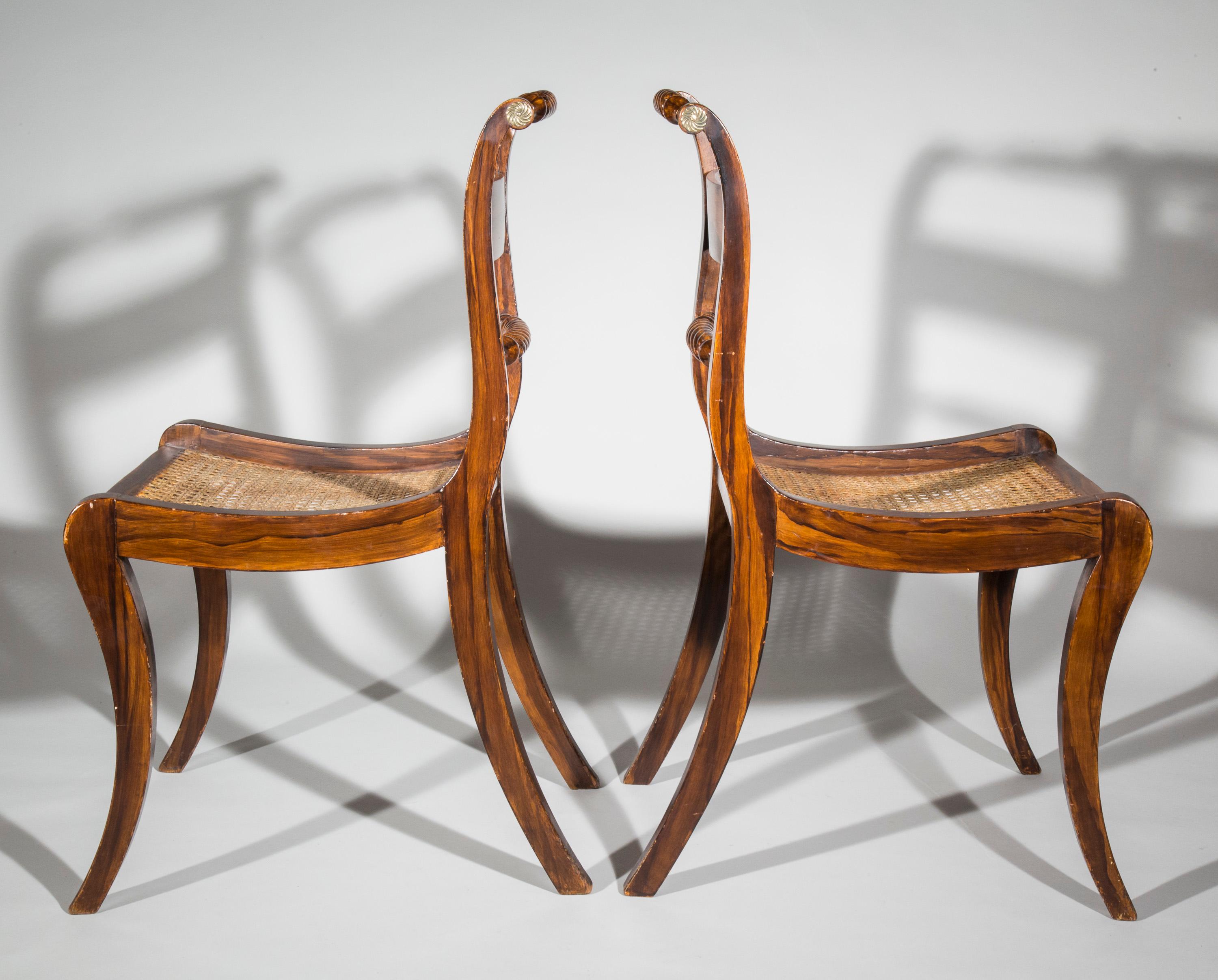 Pair of Regency Faux-Bois Painted Klismos Chairs 5