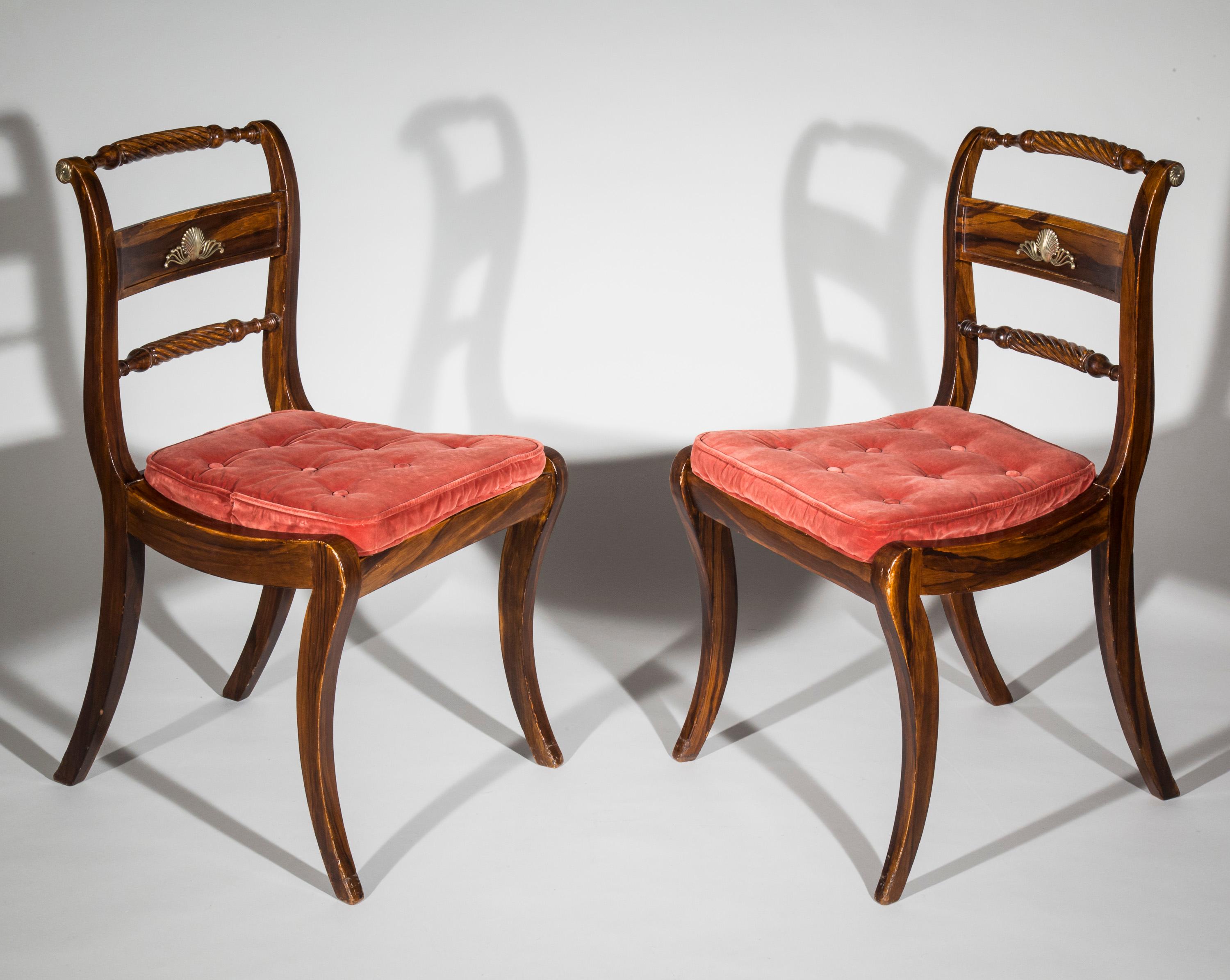 Pair of Regency Faux-Bois Painted Klismos Chairs In Fair Condition In London, GB