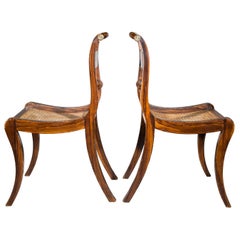 Pair of Regency Faux-Bois Painted Klismos Chairs