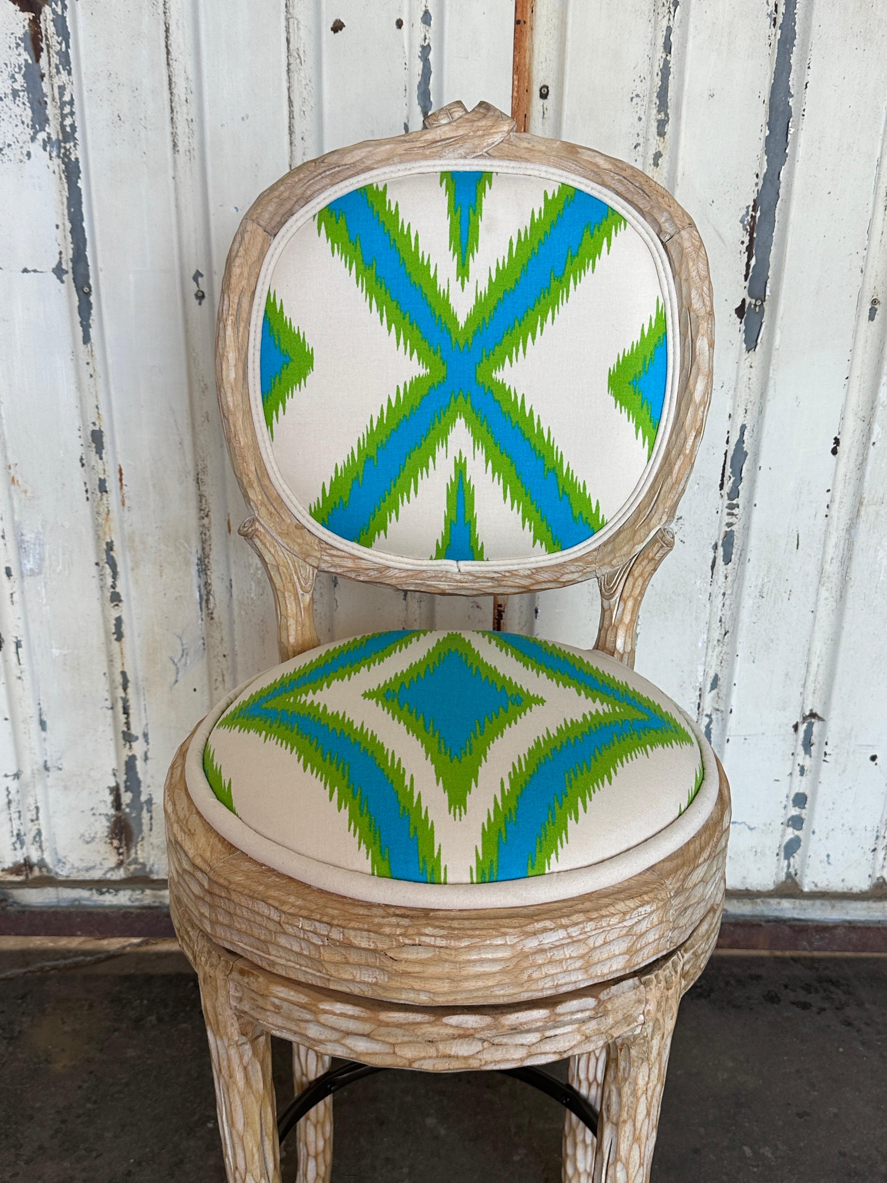 Pair of Regency Faux Bois Twig Bar Stools 3