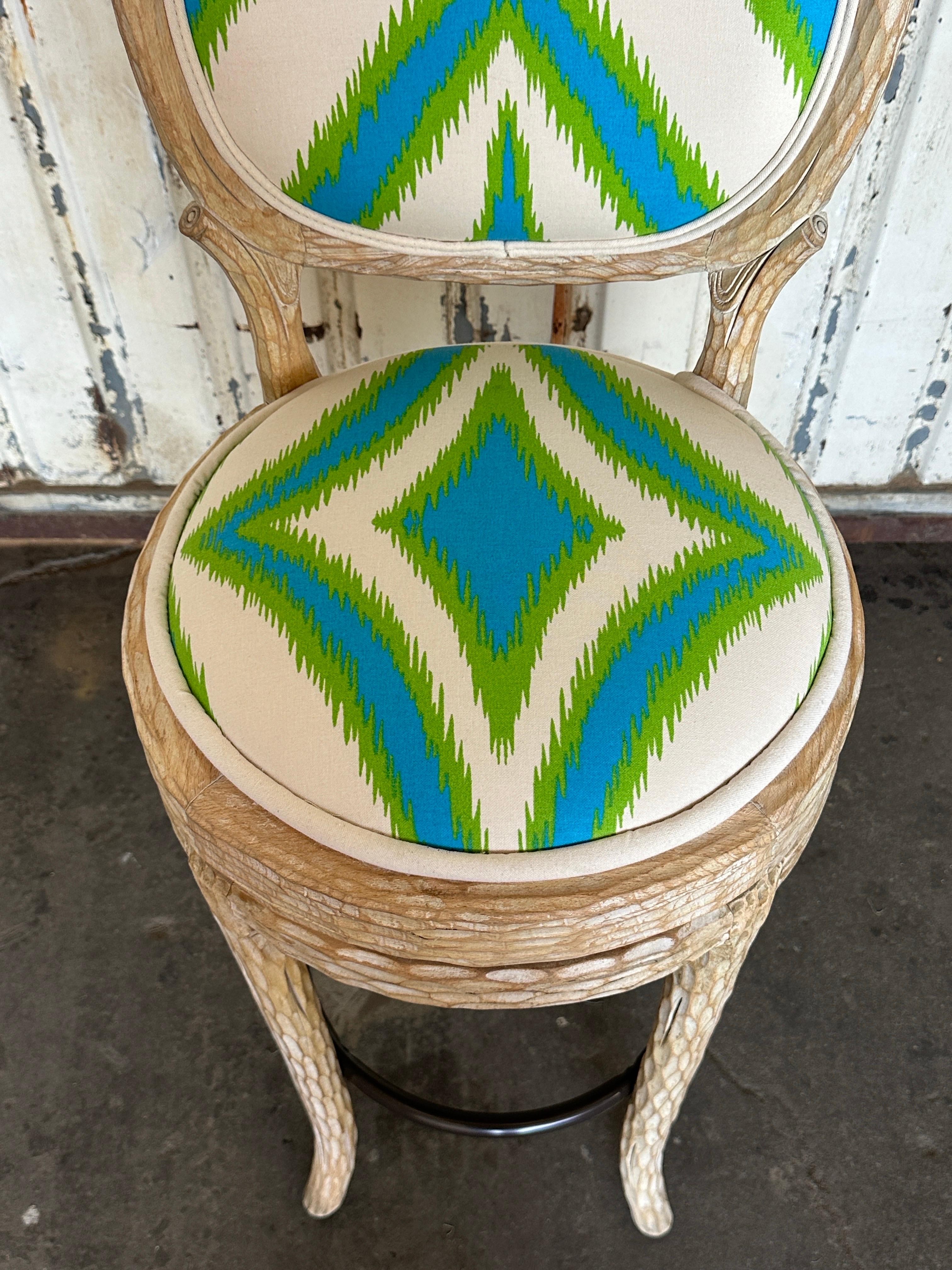 Pair of Regency Faux Bois Twig Bar Stools 4