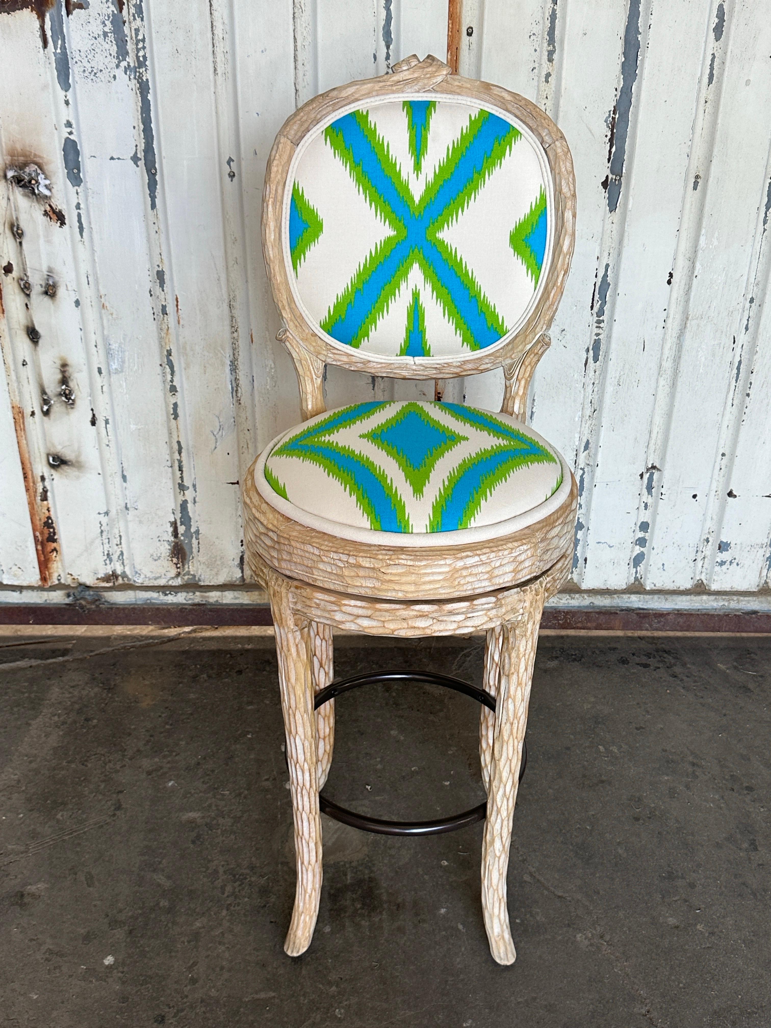 Pair of Regency Faux Bois Twig Bar Stools In Good Condition In North Hollywood, CA
