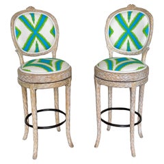 Pair of Regency Faux Bois Twig Bar Stools