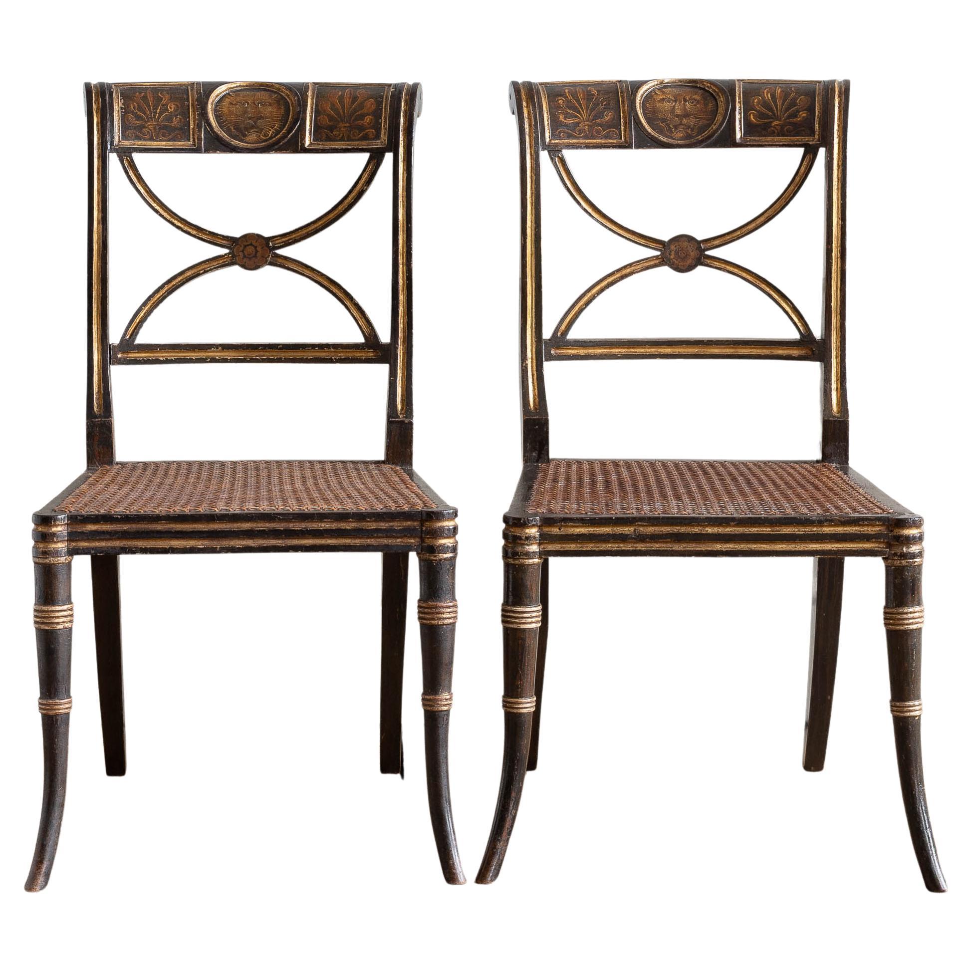 Pair of Regency Faux-Rosewood Side Chairs