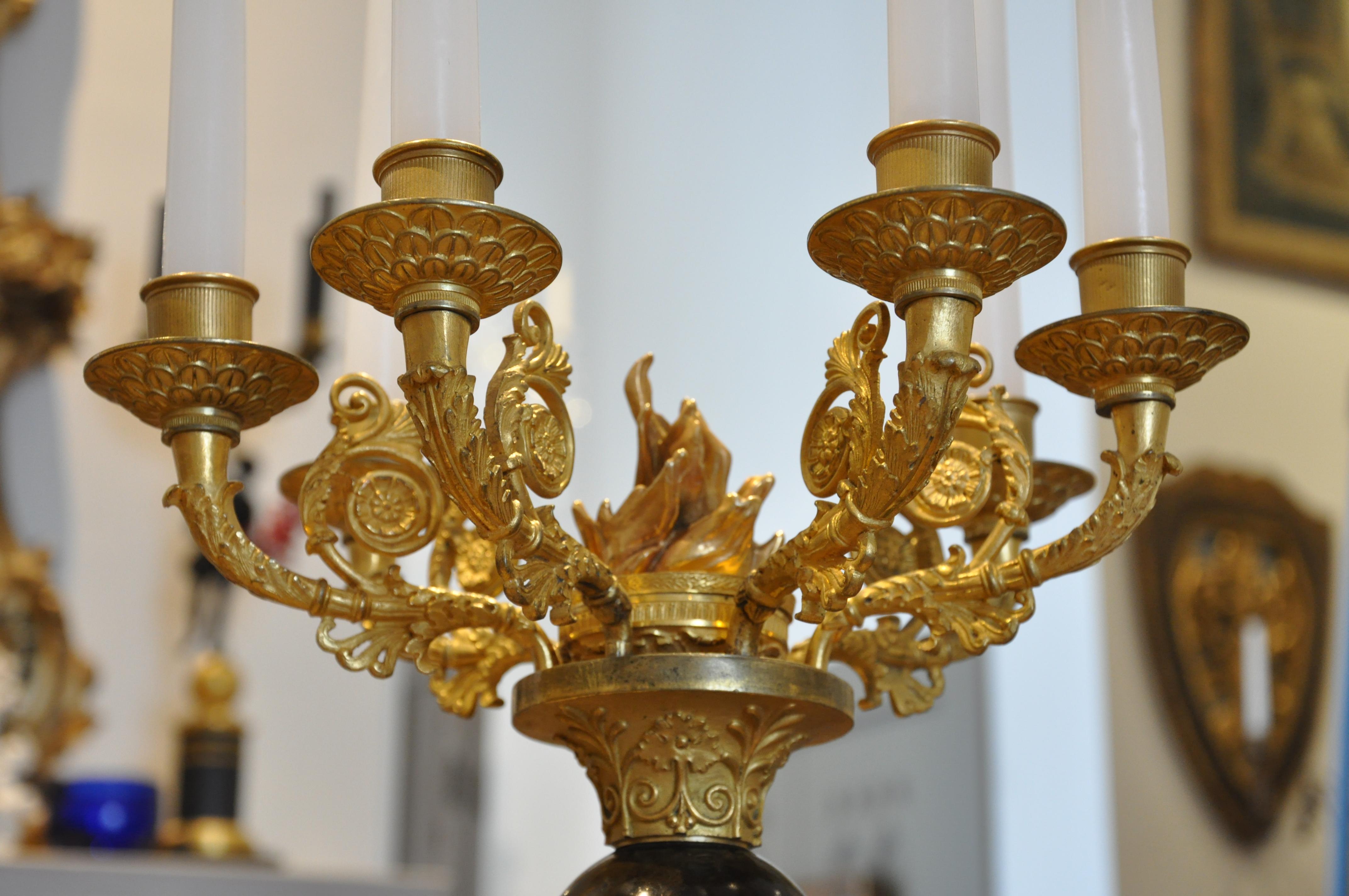 Pair of Regency Gilt and Patinated Bronze Atlas Figural Candelabra For Sale 3