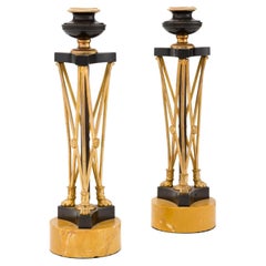 Pair of Regency Gilt and Patinated Bronze Candlesticks, Early 19th Century