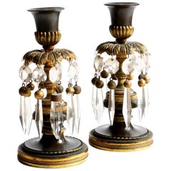 Pair of Regency Gilt and Patinated Bronze Candlesticks