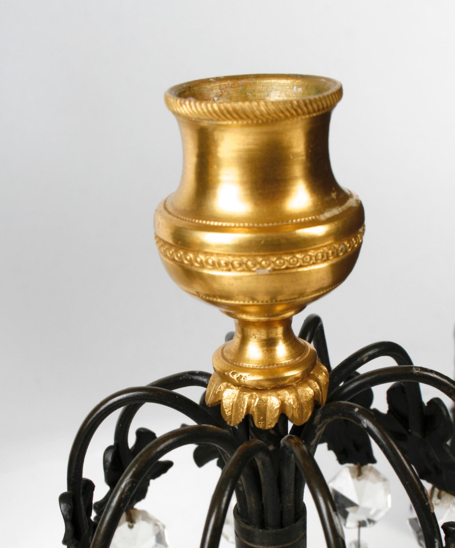 English Pair of Regency Gilt and Patinated Bronze Ostrich Candlesticks, circa 1815 For Sale