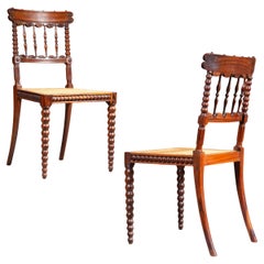 Pair of Regency Gonçalo Alves Chairs with Caned Seats