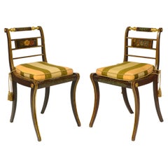 Pair of Regency Grained and Gilt Side Chairs