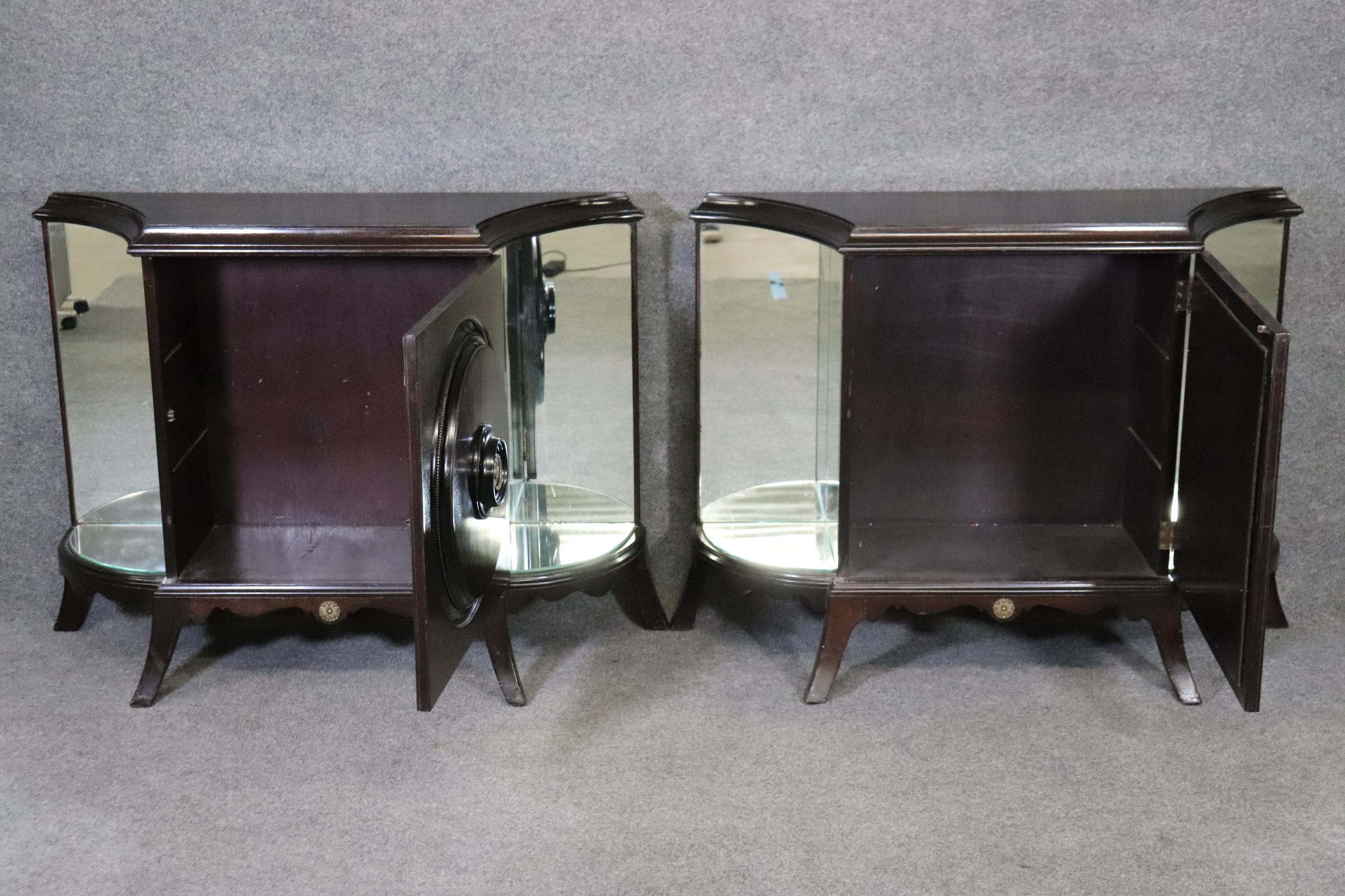 20th Century Pair of Regency Grosfeld House Style Mahogany Console Tables Cabinets For Sale