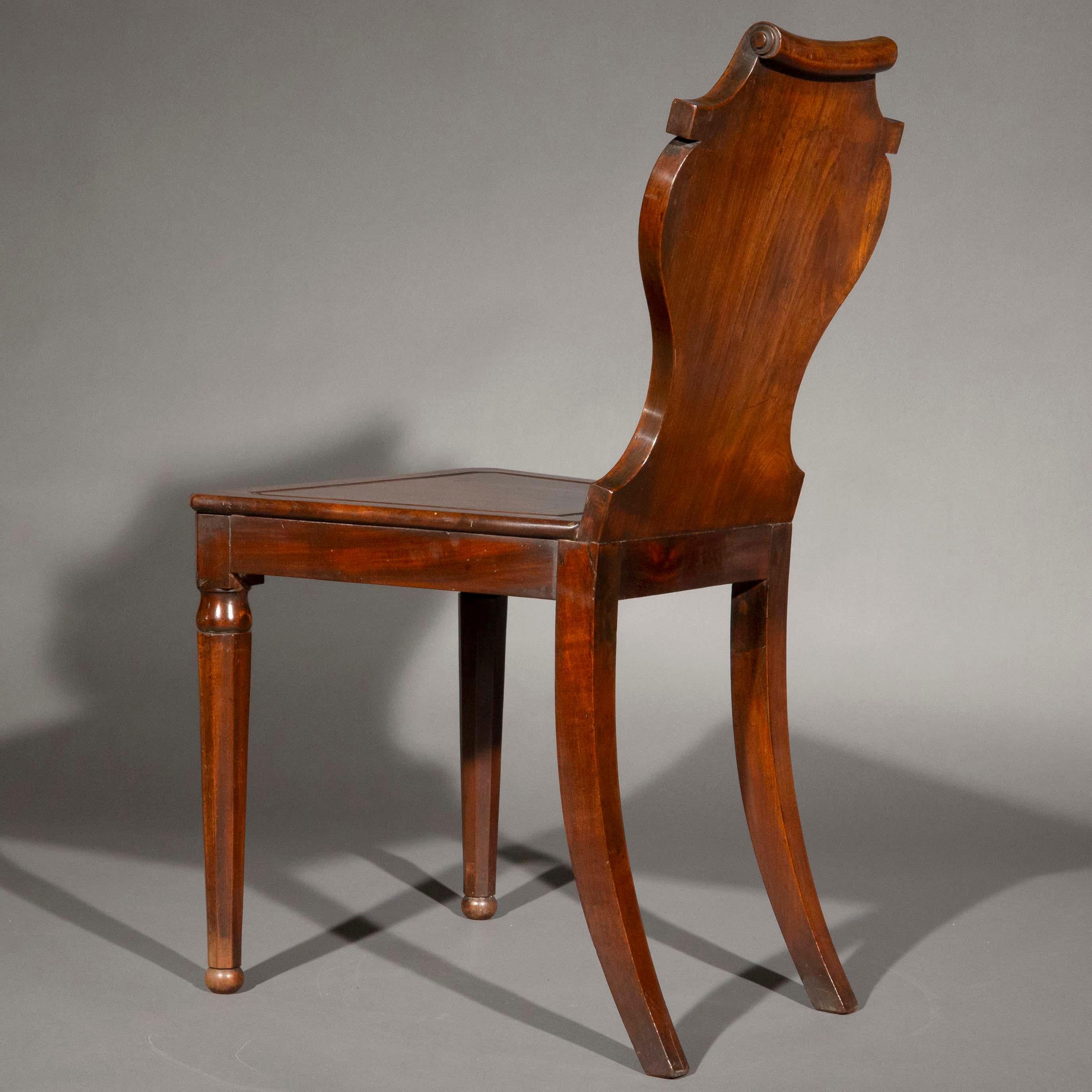 Hand-Carved Pair of Regency Hall Chairs, attributed to Banting and France For Sale