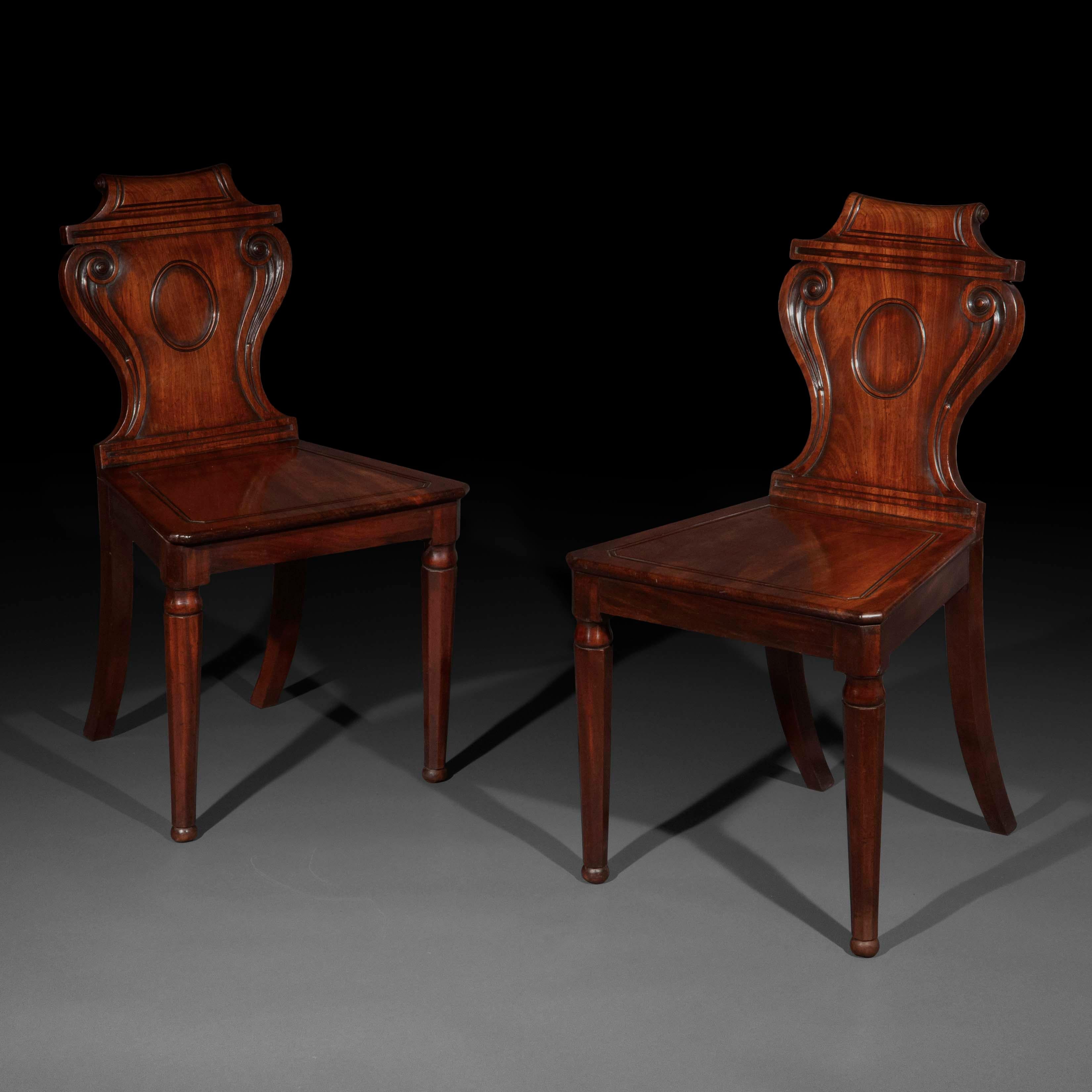Pair of Regency Hall Chairs, attributed to Banting and France In Good Condition For Sale In Richmond, London