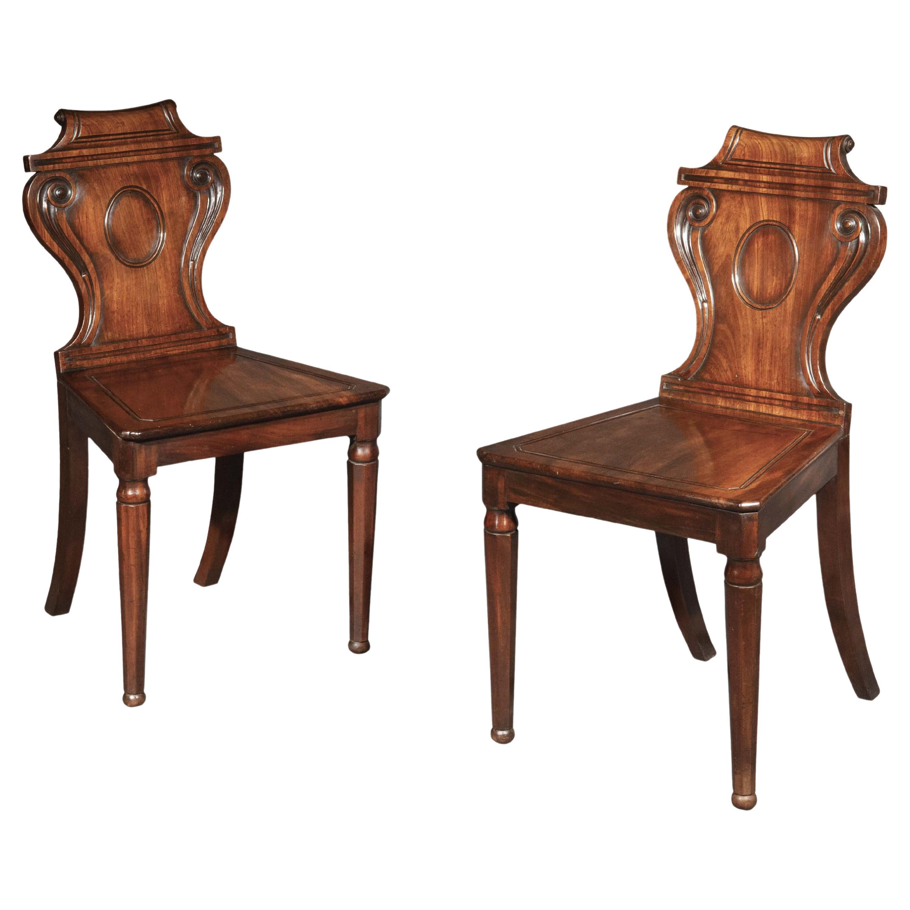 Pair of Regency Hall Chairs, attributed to Banting and France For Sale
