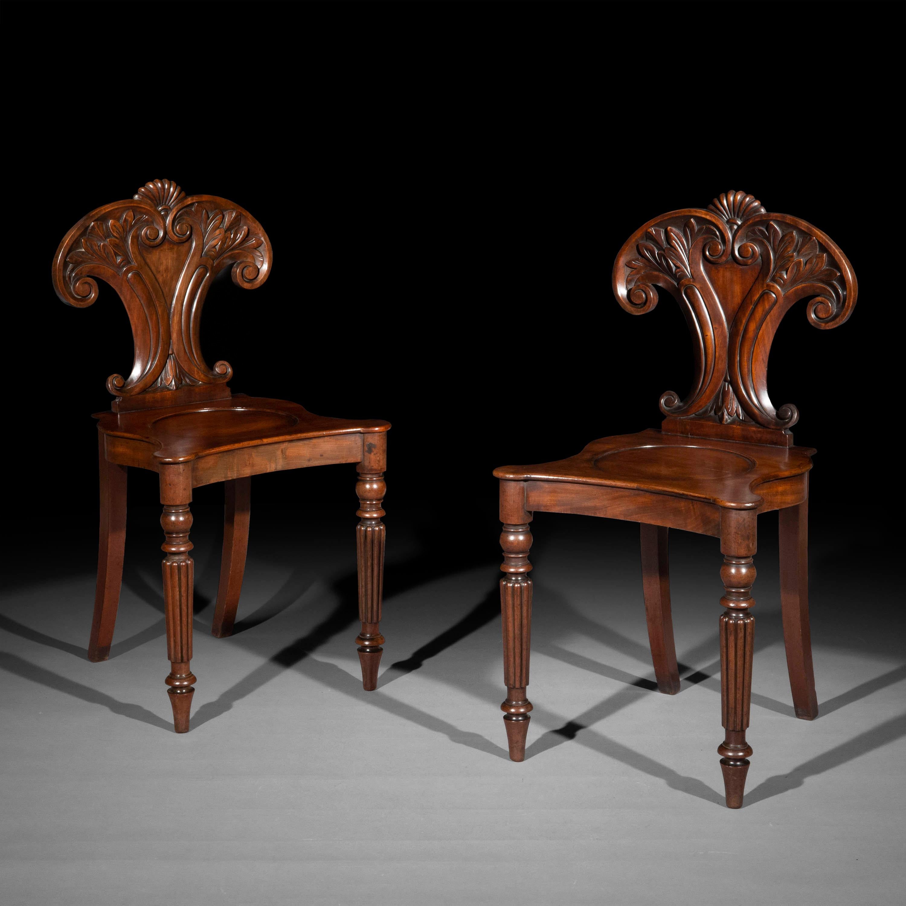 English Pair of Regency Hall Chairs in the manner of Gillows