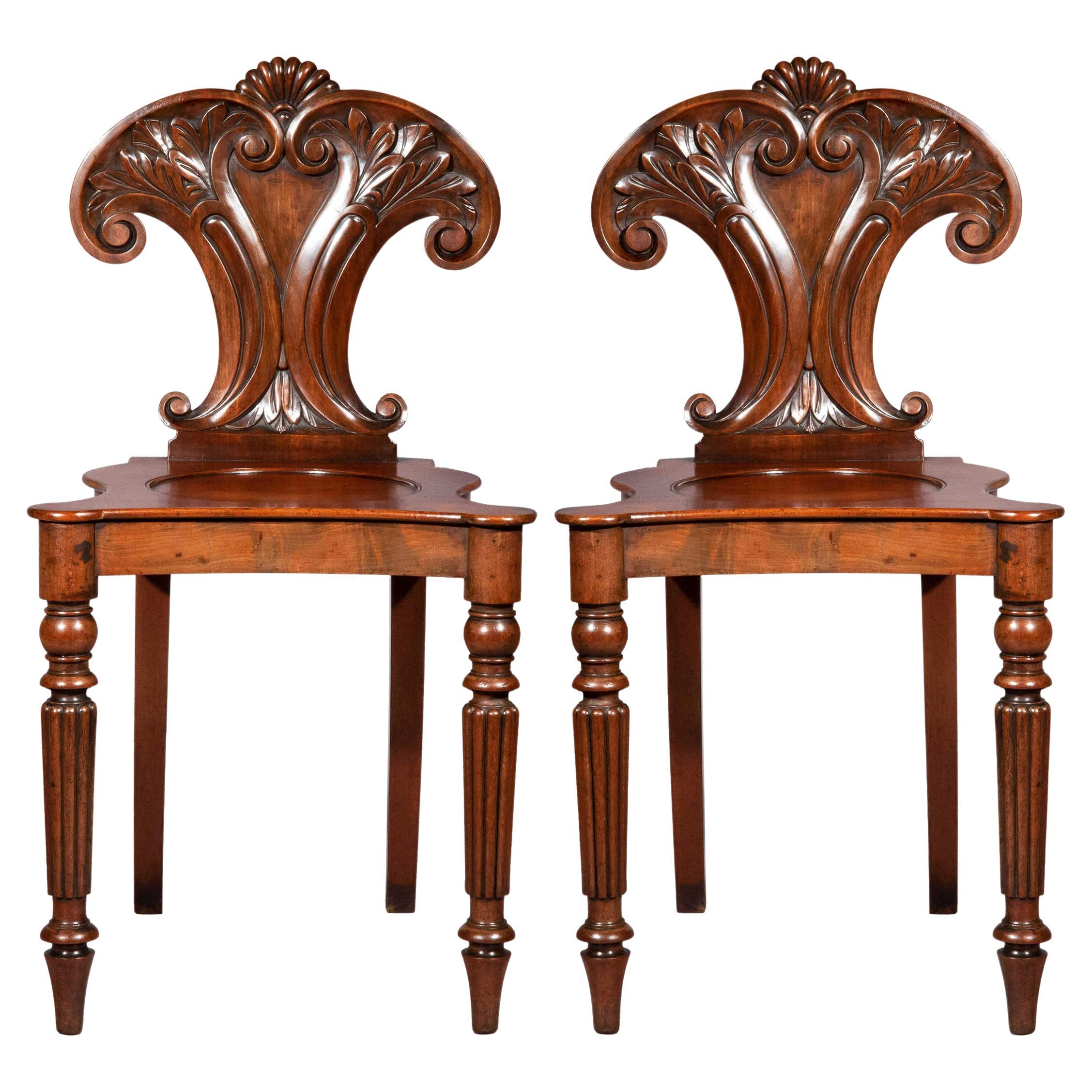 Pair of Regency Hall Chairs in the manner of Gillows