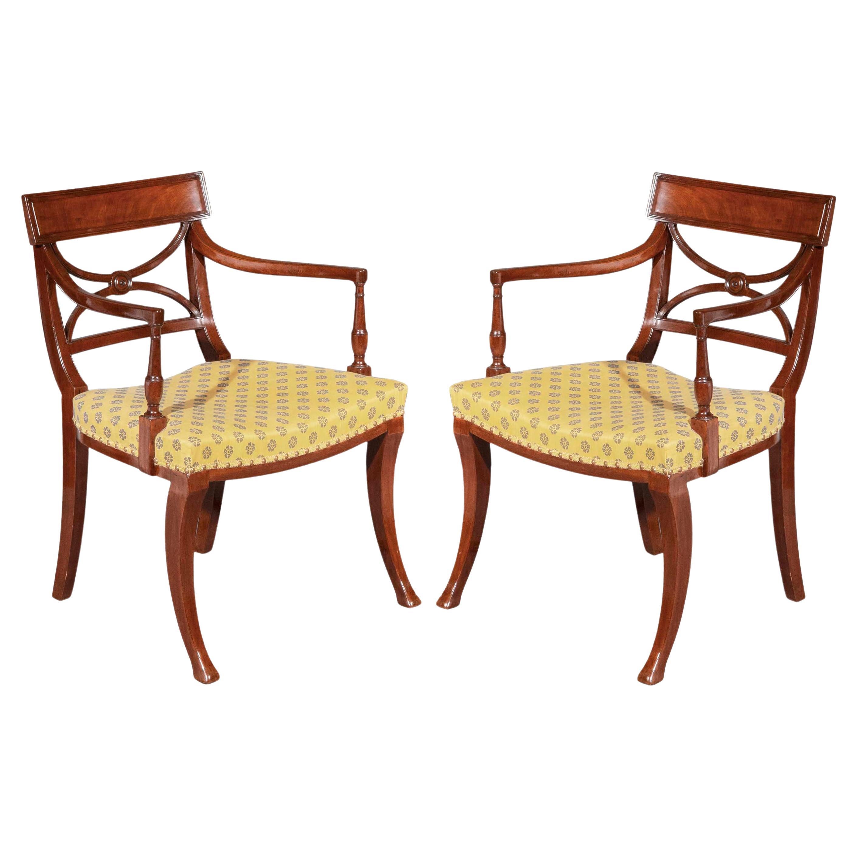 Pair of Regency Klismos Chairs, attributed to Gillows, early 19th century For Sale