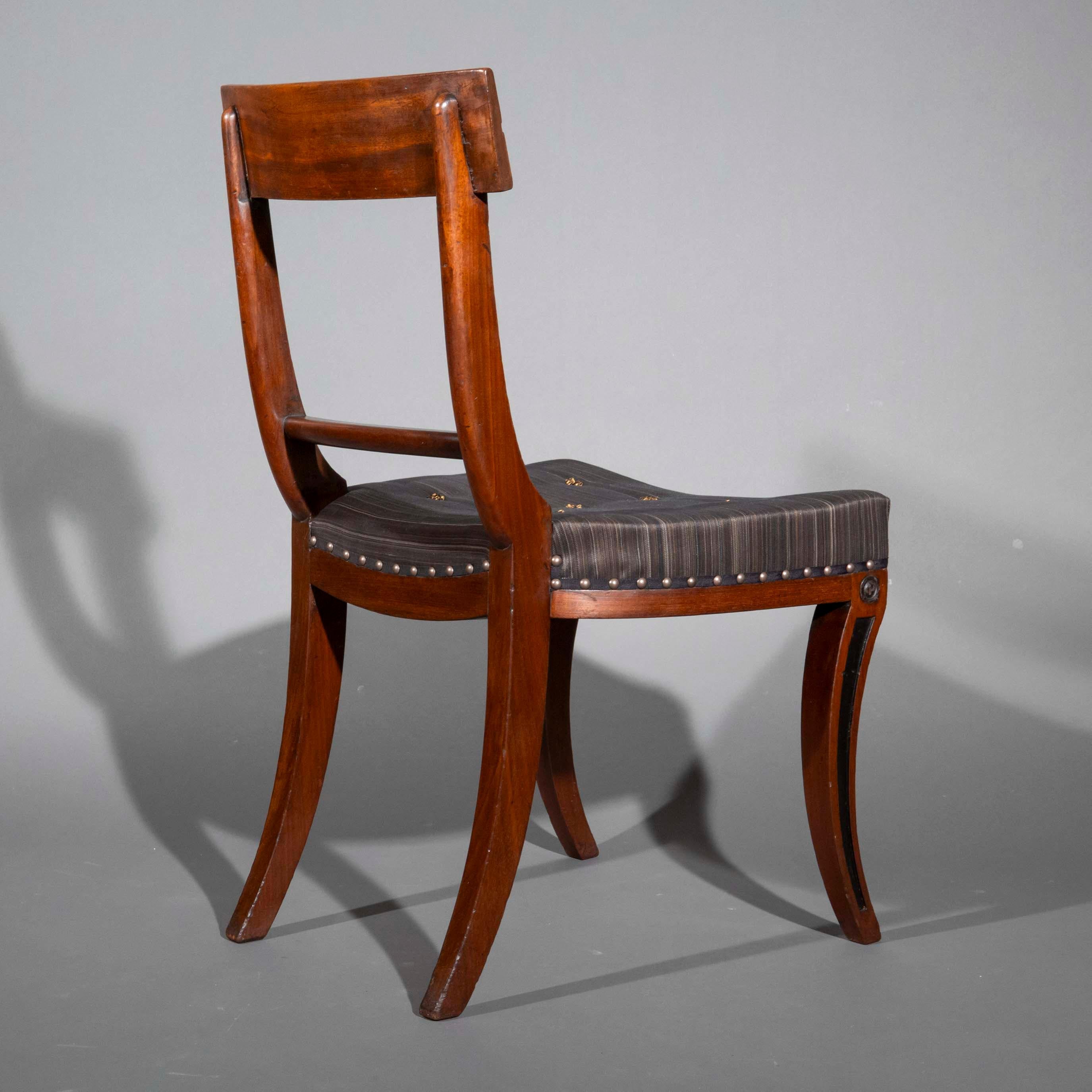 Upholstery Pair of Regency Klismos Chairs For Sale