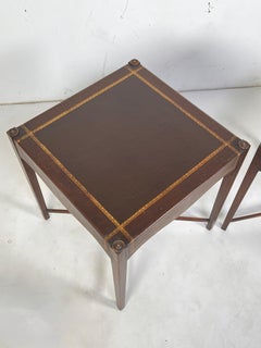 Pair of Regency Leather and Mahogany End Tables, Circa 1940s