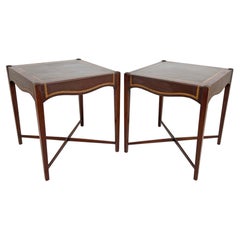 Pair of Regency Leather and Mahogany End Tables, Circa 1940s