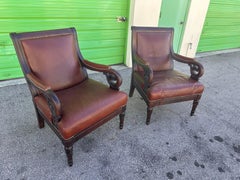 Pair of regency leather armchairs by Najarian Furniture