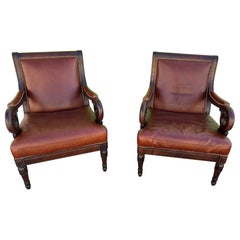 Pair of regency leather armchairs by Najarian Furniture