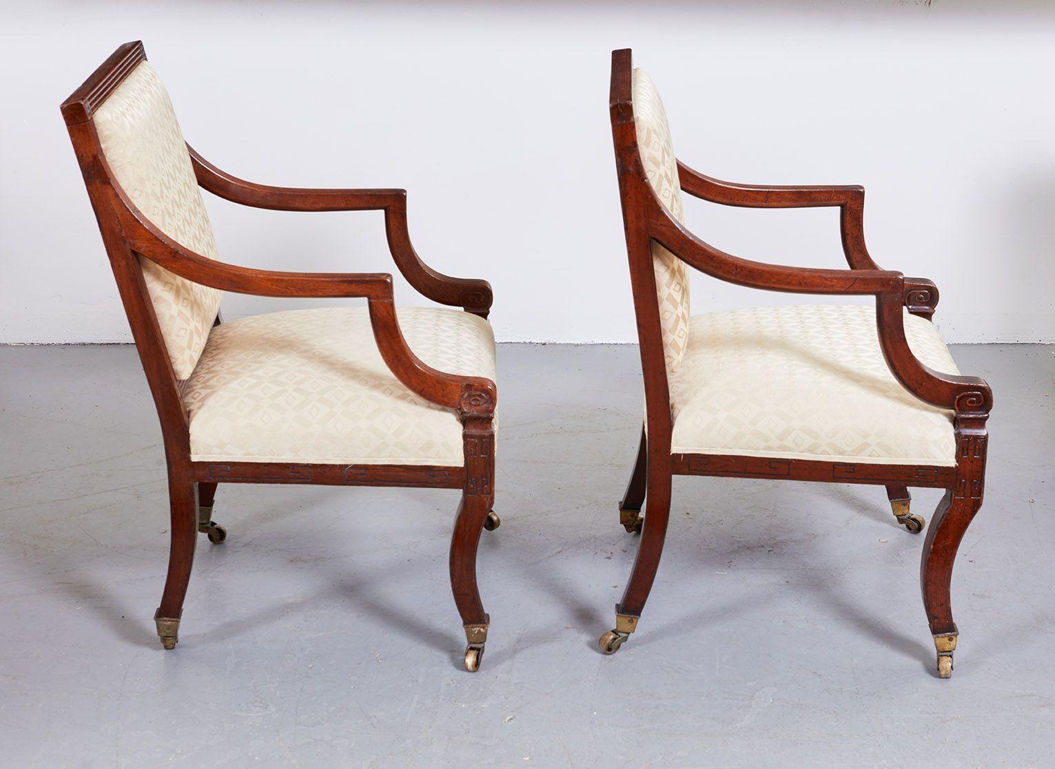 Pair of Regency Library Armchairs In Good Condition For Sale In Greenwich, CT