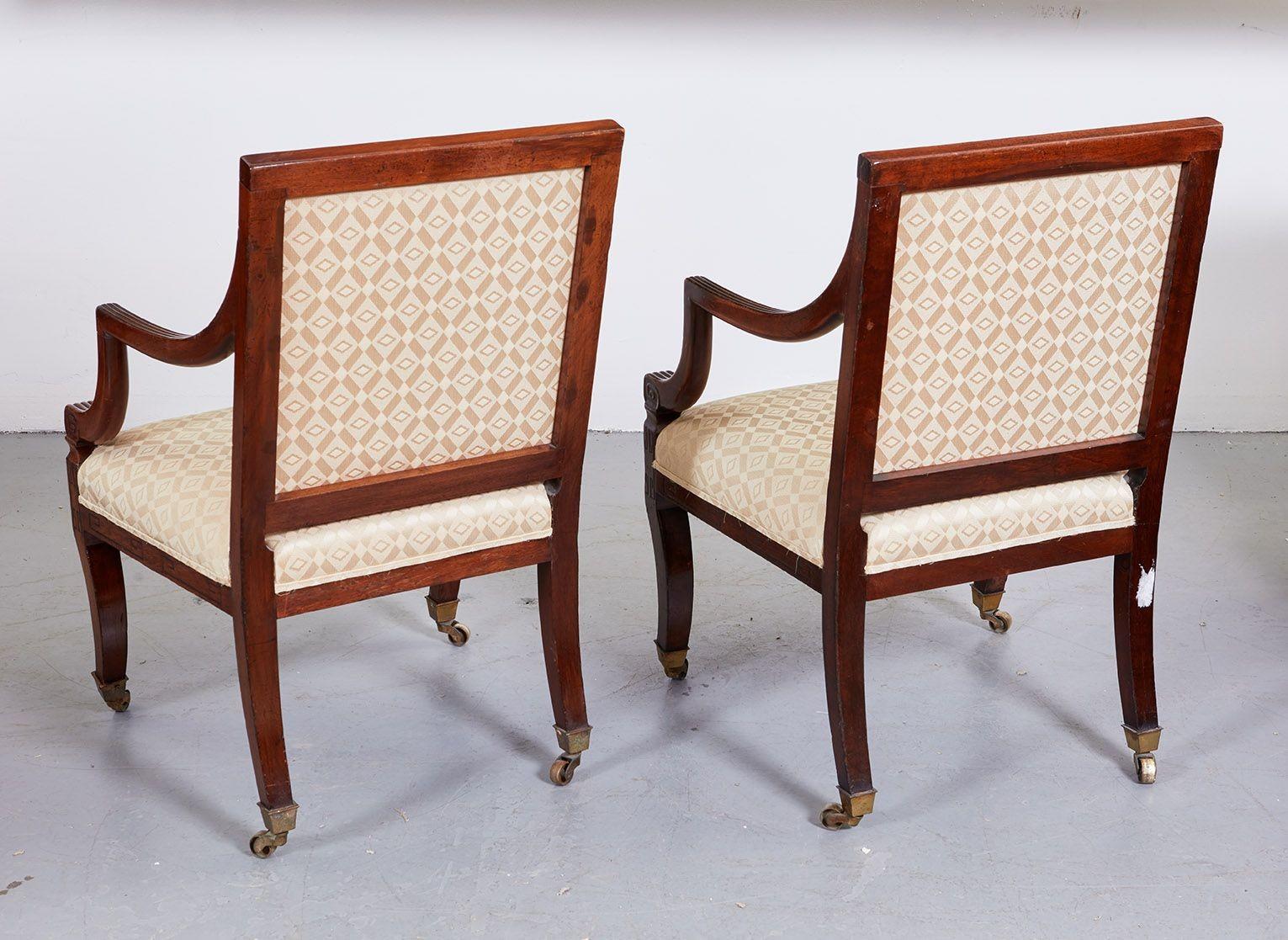 Upholstery Pair of Regency Library Armchairs For Sale