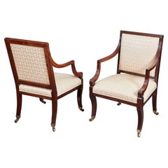 Antique Pair of Regency Library Armchairs