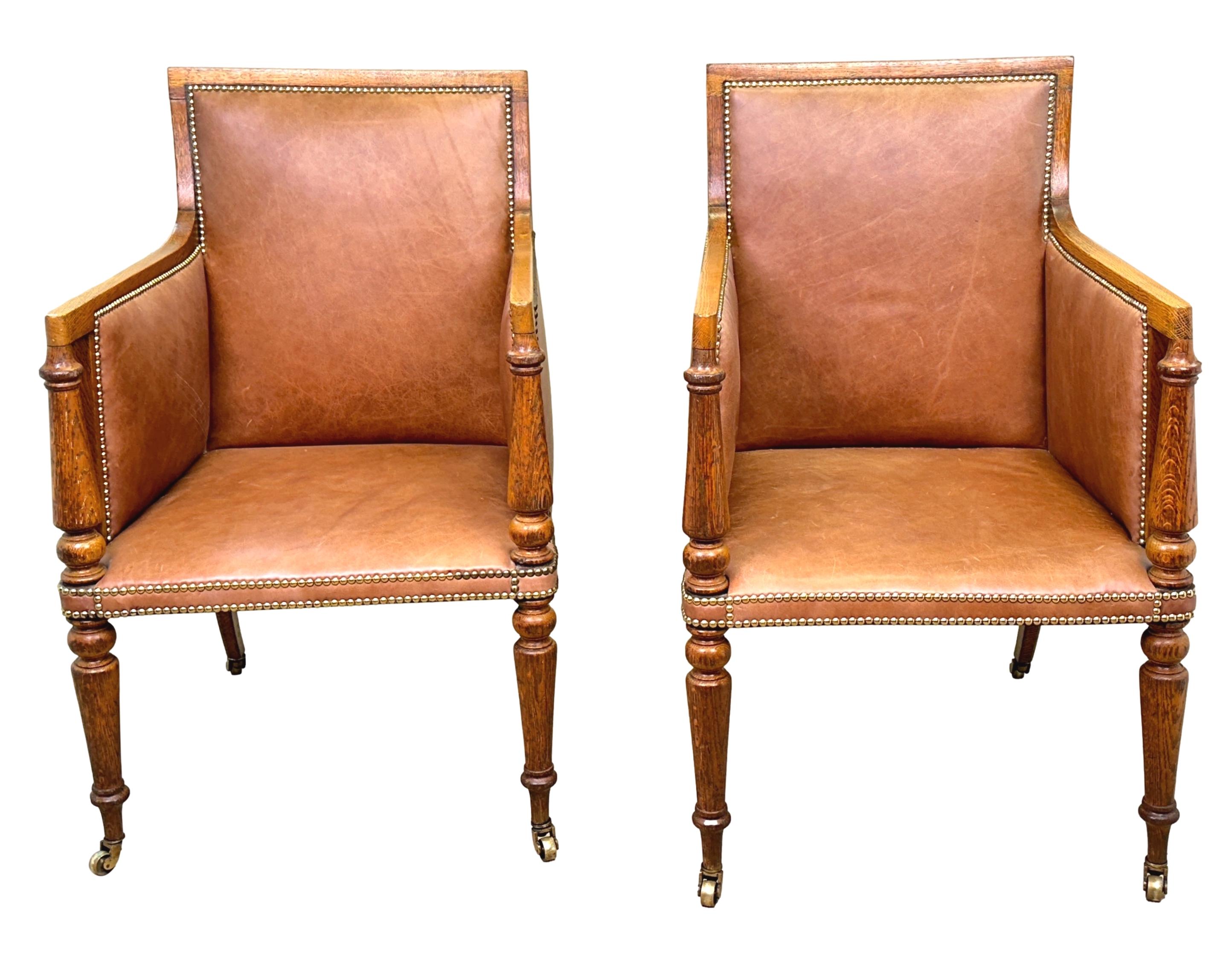 Pair Of Regency Library Bergere Chairs For Sale 4