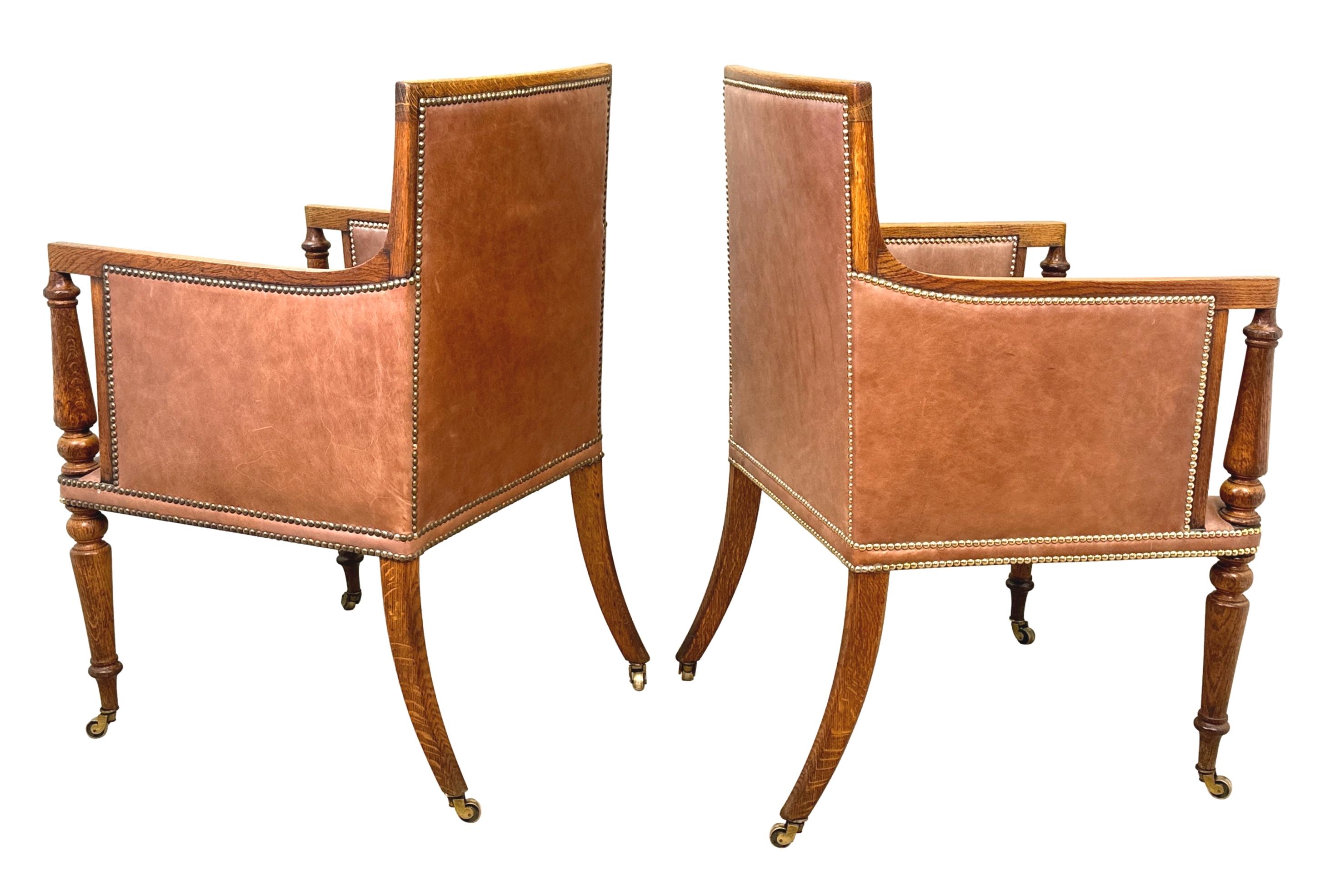 Pair Of Regency Library Bergere Chairs In Good Condition For Sale In Bedfordshire, GB