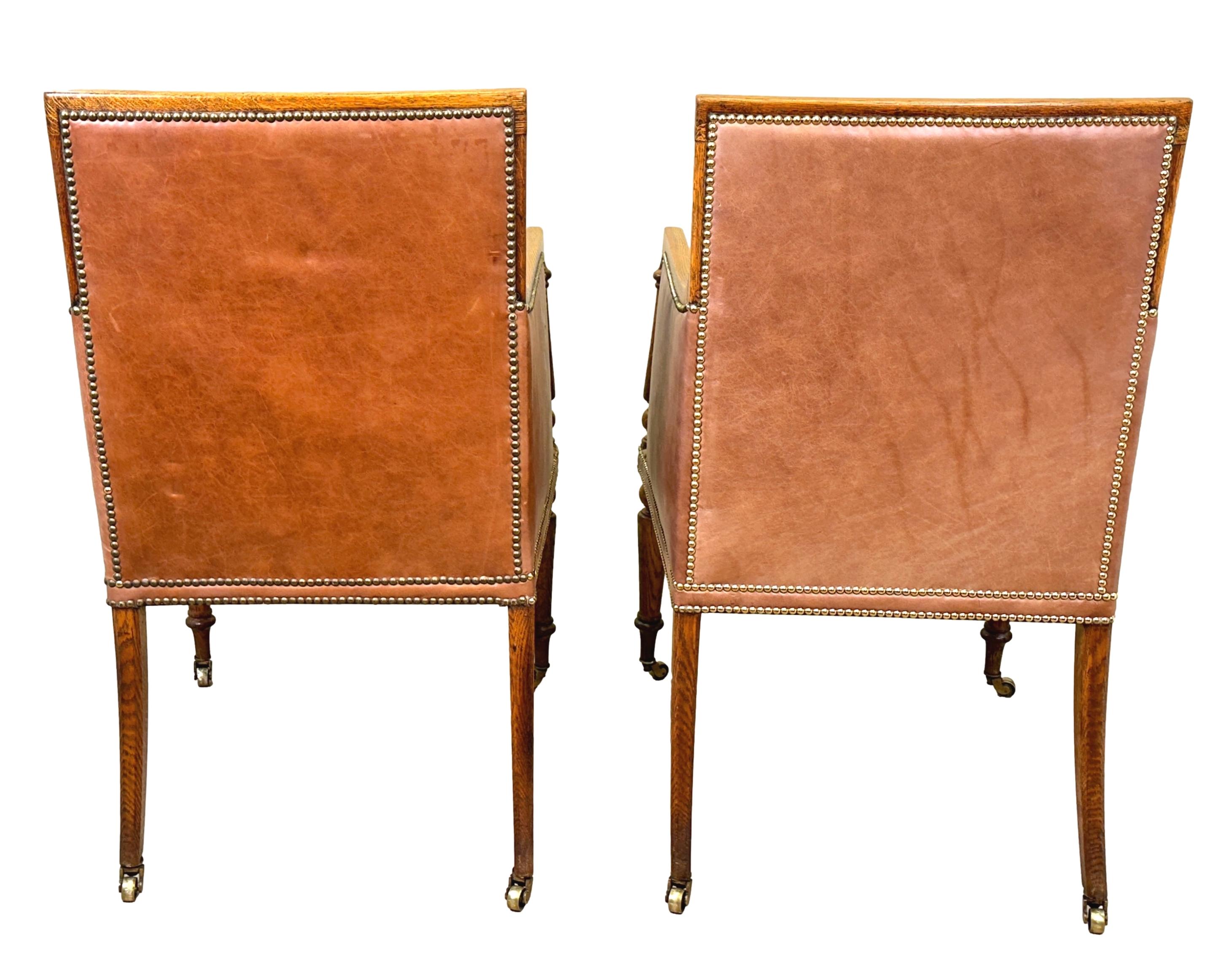 Paar Regency Library Bergere-Stühle aus der Regency-Zeit (Eichenholz) im Angebot