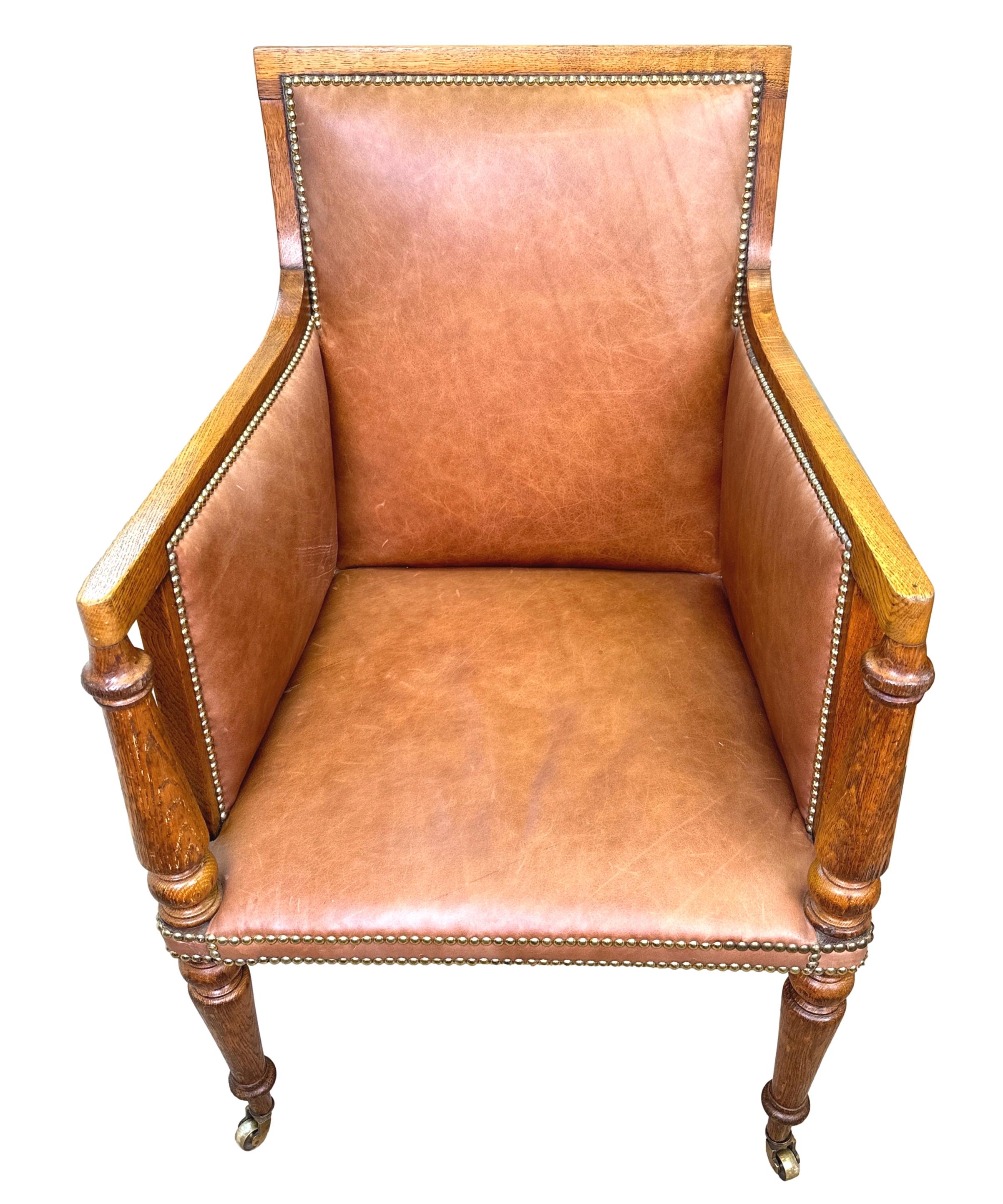 Pair Of Regency Library Bergere Chairs For Sale 2