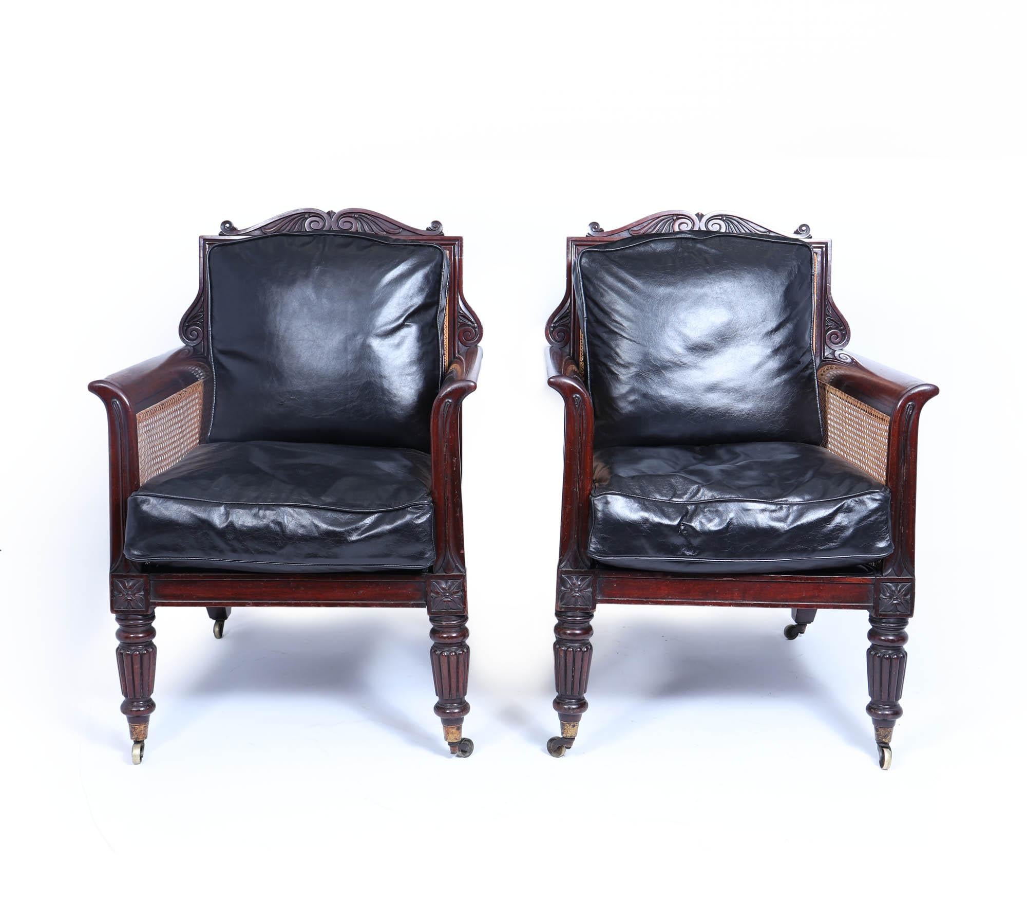 Regency Pair of regency Library Chairs Attributed to Gillows For Sale